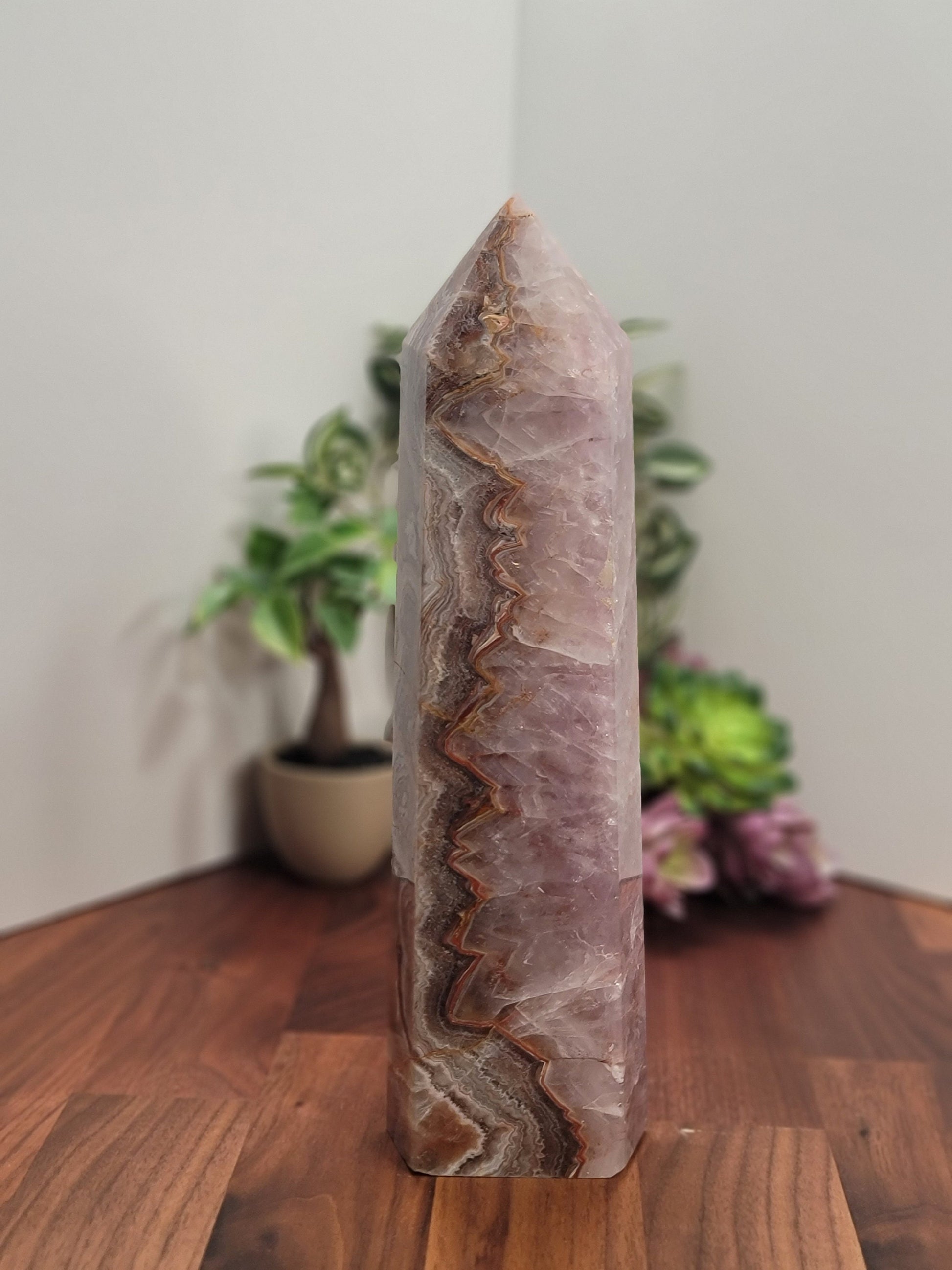 Massive Amethyst Agate Crystal Tower | 10.5 Inches | Purple Gray and Brown Crystal Point | One of Kind