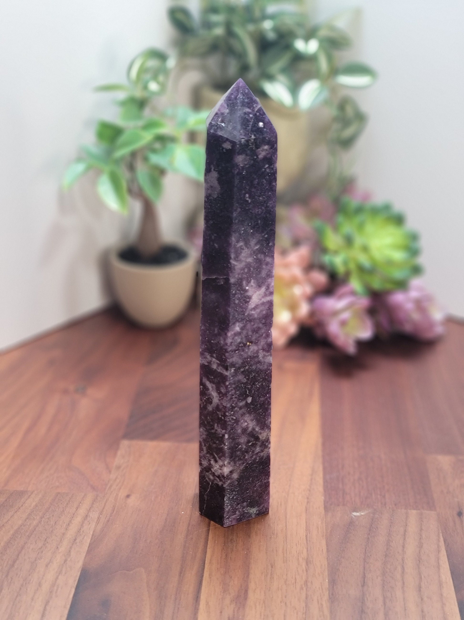 Large Lepidolite Tower | 8.5 | Purple and White Crystal Point | Only 1 Available | Beta