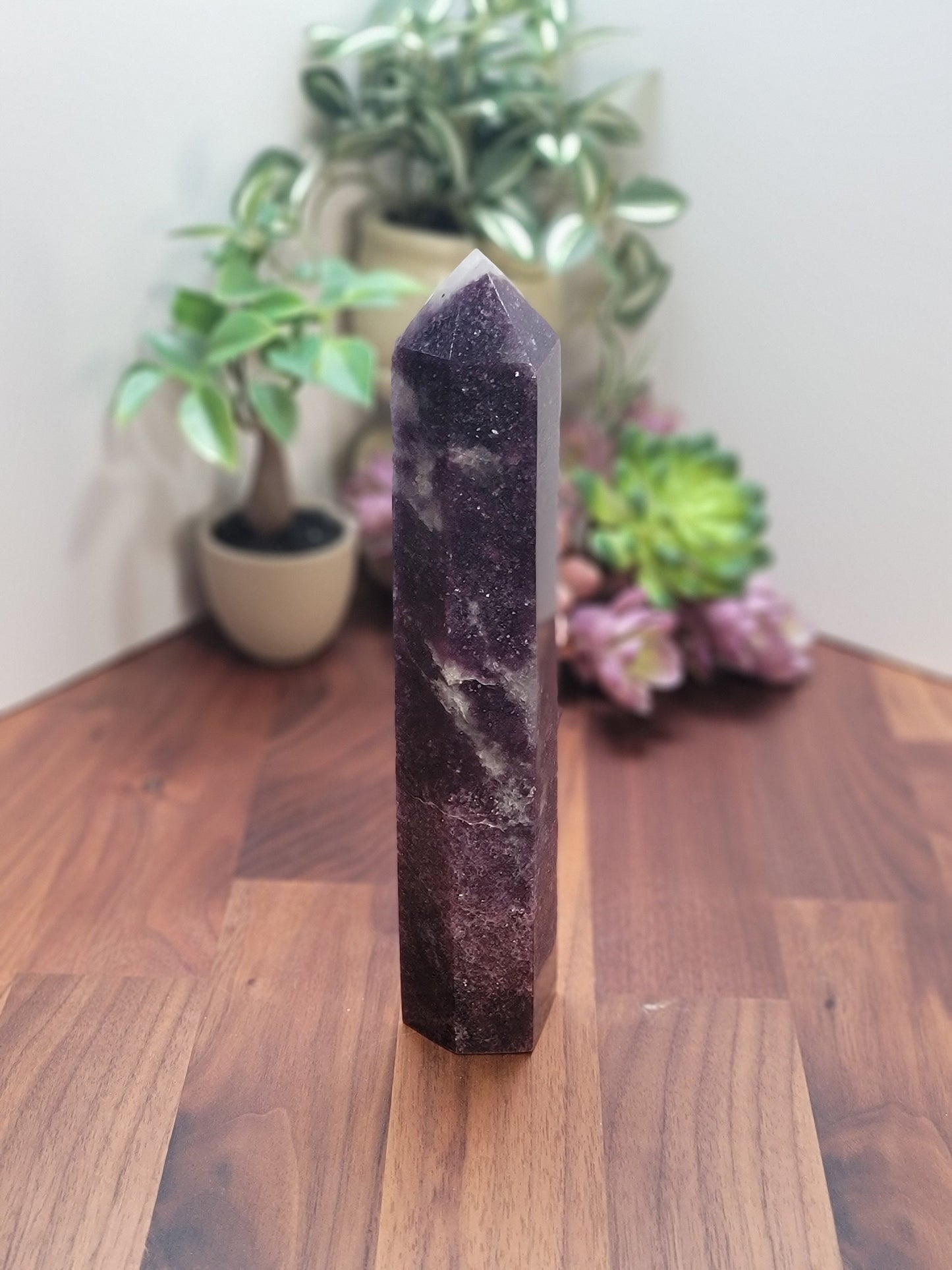 Large Lepidolite Tower | 8.5 | Purple and White Crystal Point | Only 1 Available | Charlie