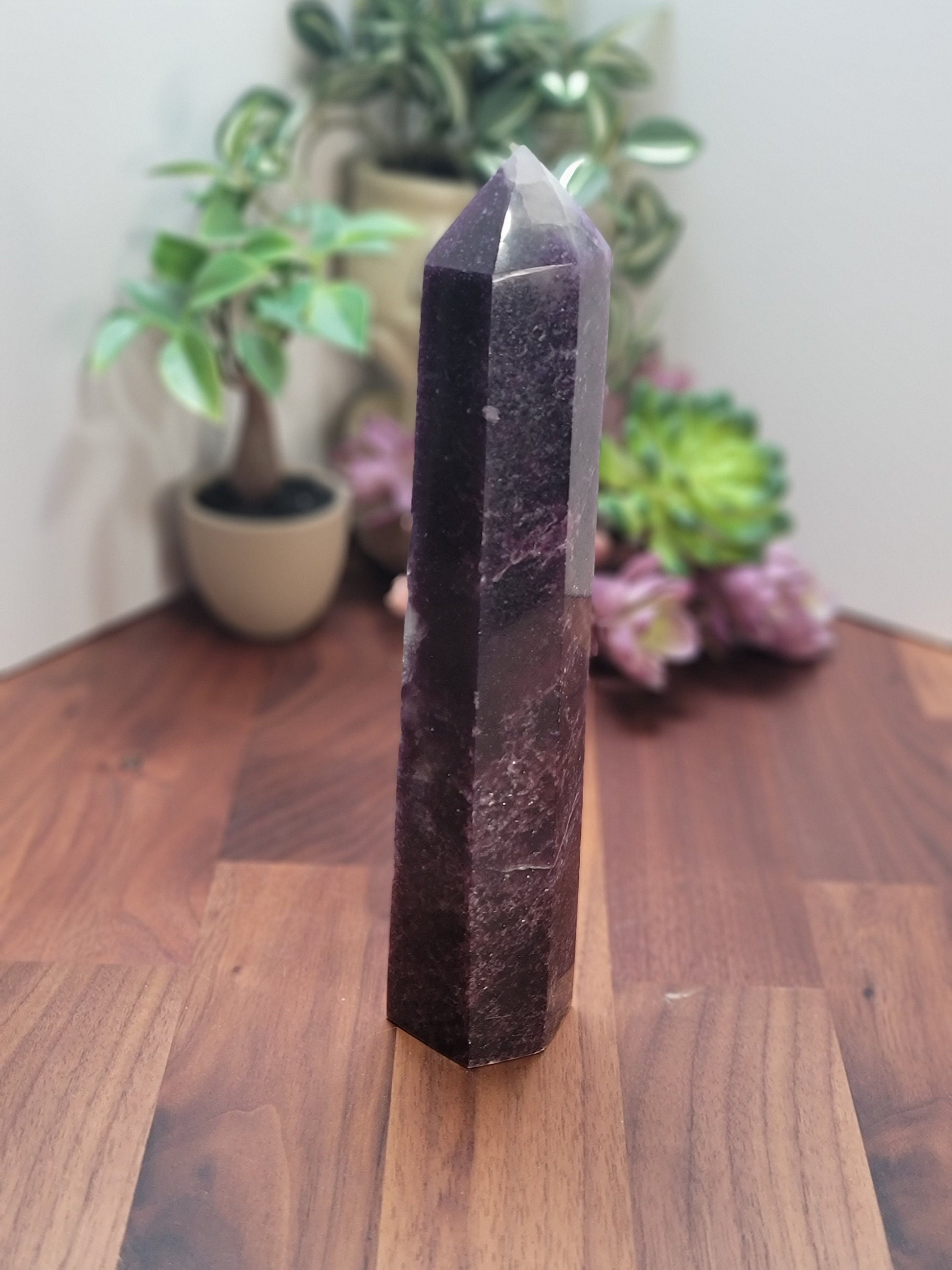 Large Lepidolite Tower | 8.5 | Purple and White Crystal Point | Only 1 Available | Charlie