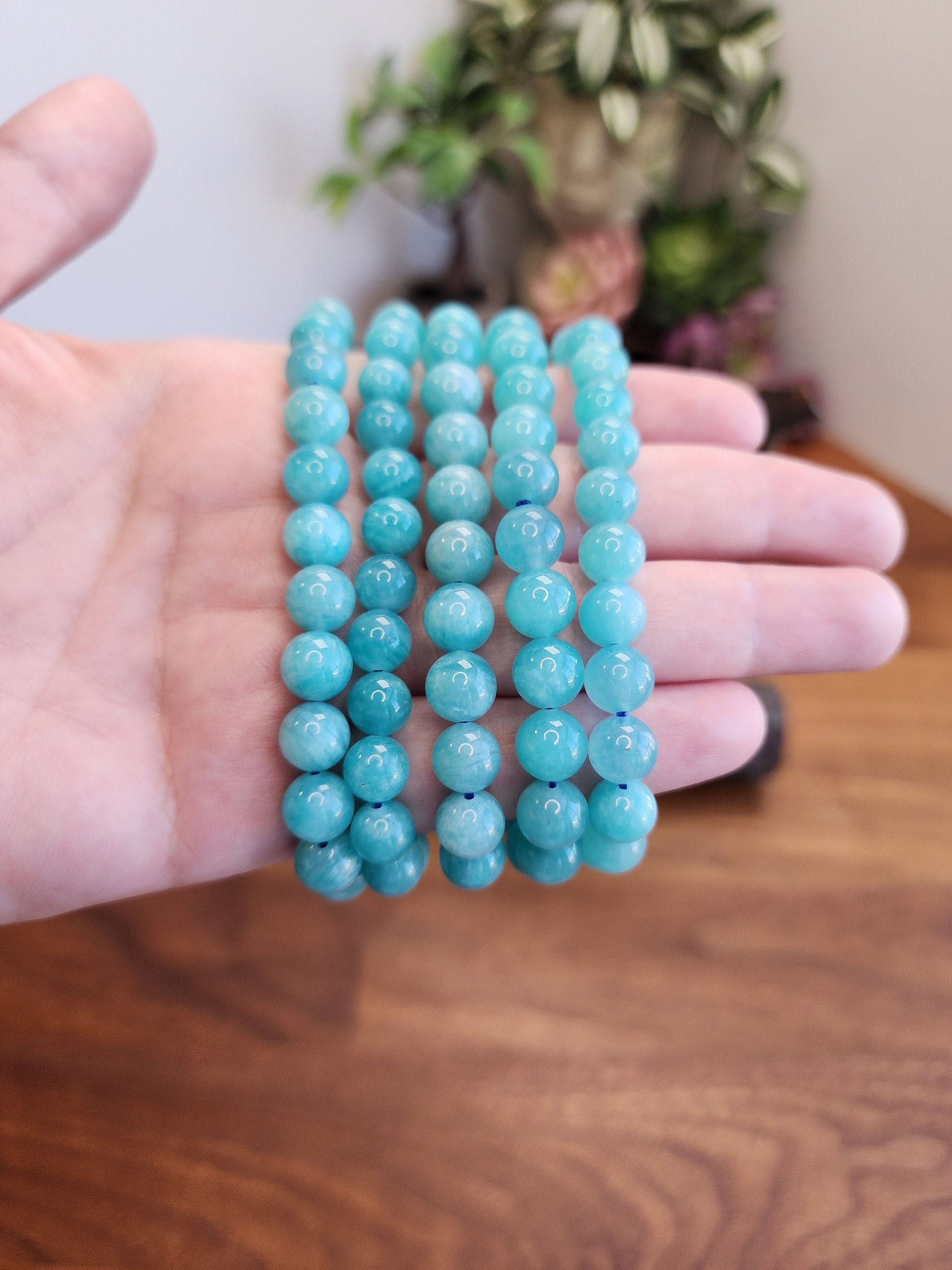 Amazonite Bracelet | 8MM Teal Crystal Jewelry | Beachy Ocean Blue | Mermaidcore | Sea Witch | Bright & Bold