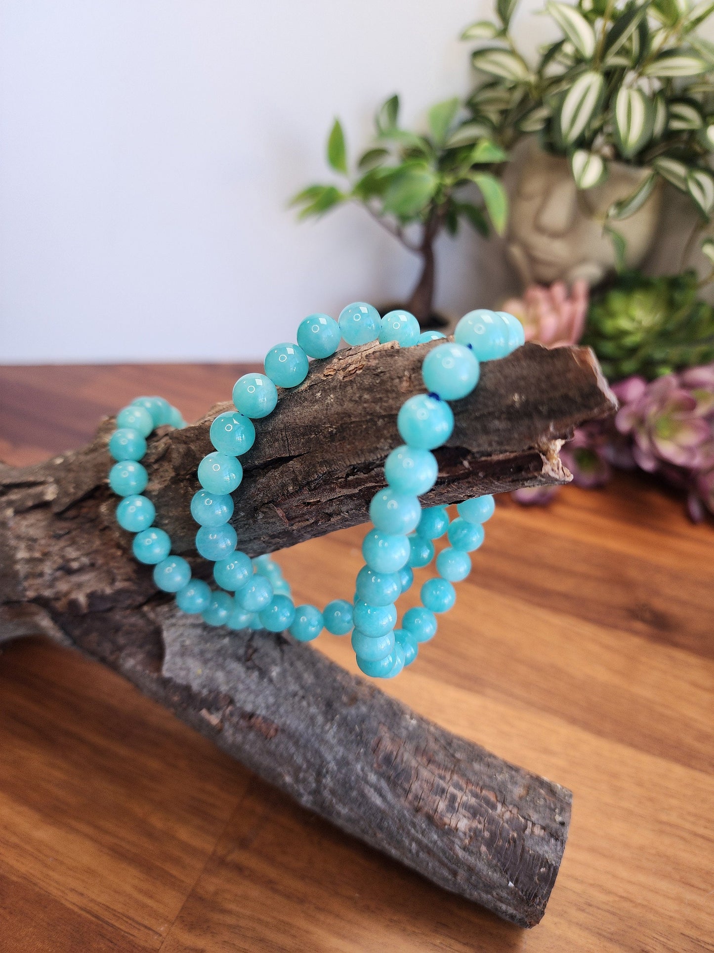 Amazonite Bracelet | 8MM Teal Crystal Jewelry | Beachy Ocean Blue | Mermaidcore | Sea Witch | Bright & Bold