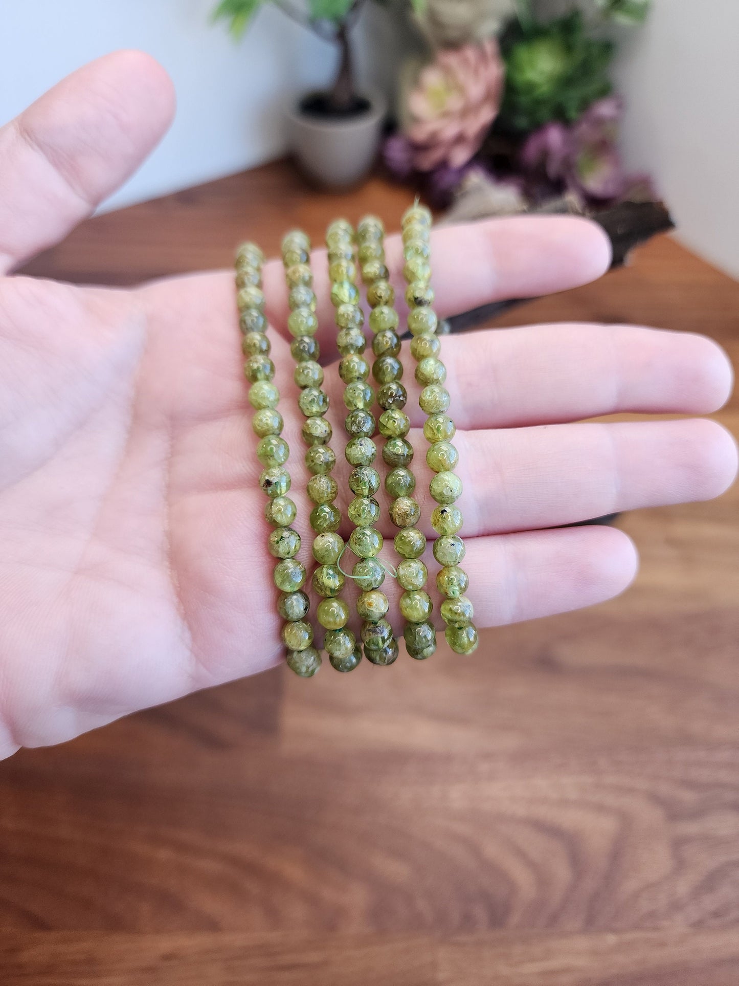 Peridot Crystal Bracelet | 5MM | Minimalist Green Jewelry | Rare Crystals | Bright Grass and Moss Colors | Vibrant Summer Fashion Ideas