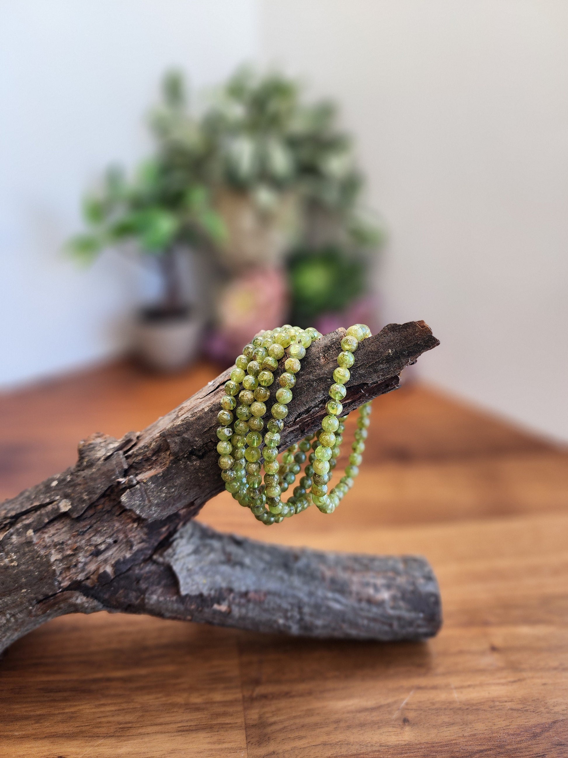 Peridot Crystal Bracelet | 5MM | Minimalist Green Jewelry | Rare Crystals | Bright Grass and Moss Colors | Vibrant Summer Fashion Ideas