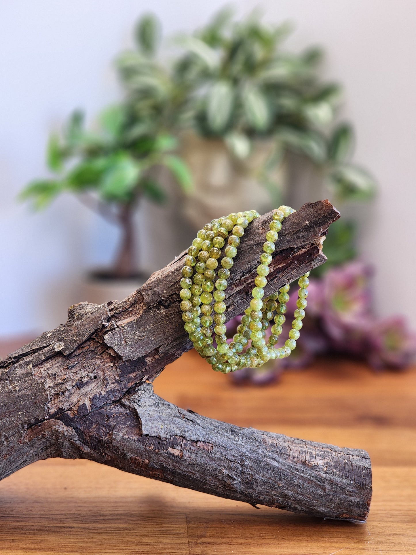 Peridot Crystal Bracelet | 5MM | Minimalist Green Jewelry | Rare Crystals | Bright Grass and Moss Colors | Vibrant Summer Fashion Ideas