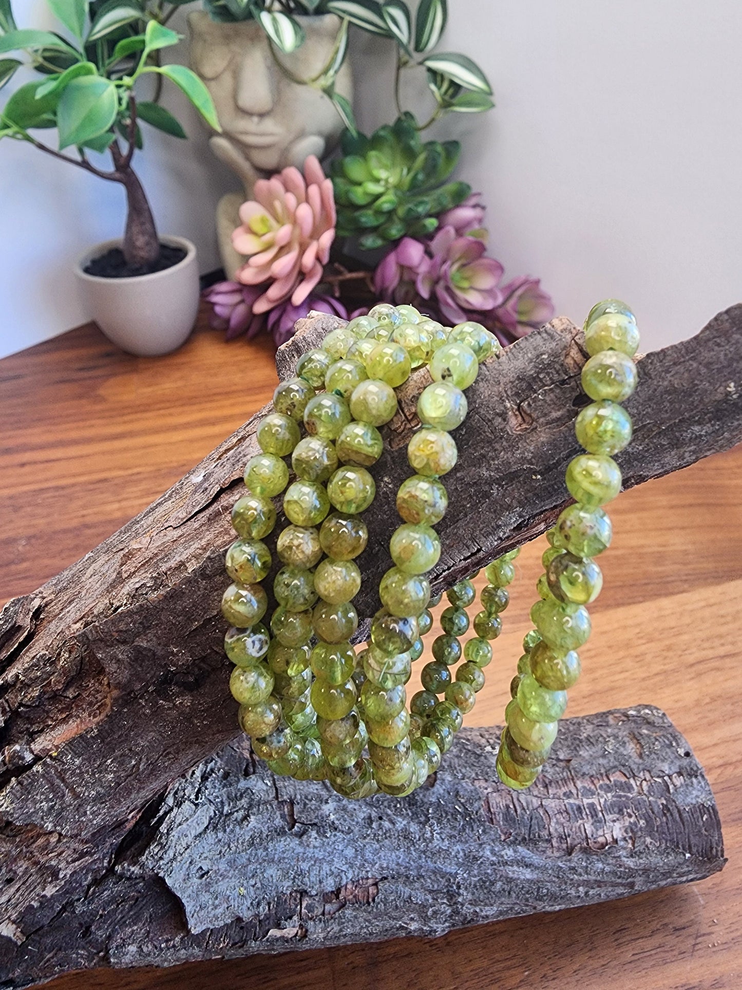 Peridot Crystal Bracelet | 5MM | Minimalist Green Jewelry | Rare Crystals | Bright Grass and Moss Colors | Vibrant Summer Fashion Ideas