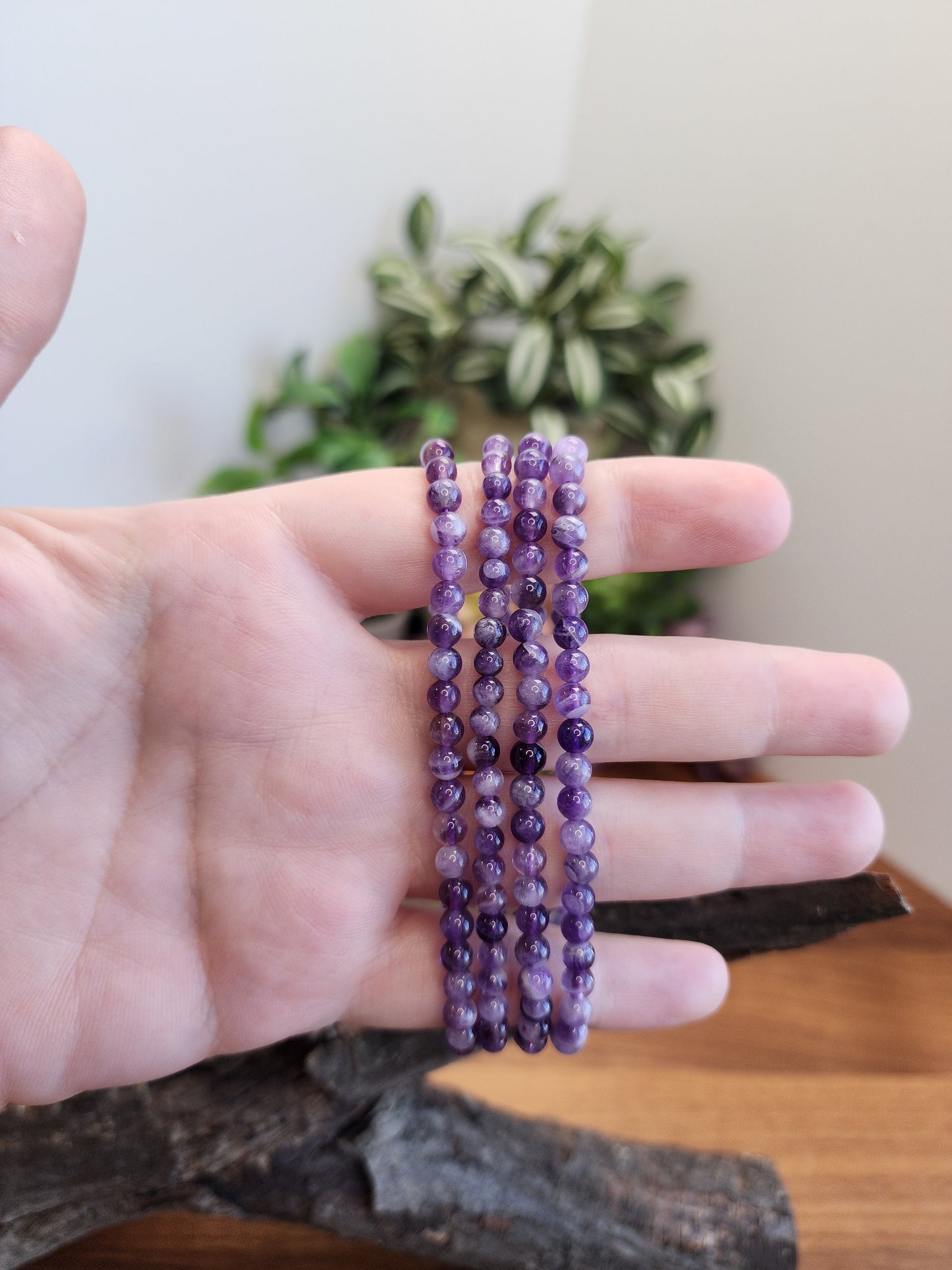 Chevron Amethyst Crystal Bracelet | 4MM | Purple and White | Intuitively Chosen