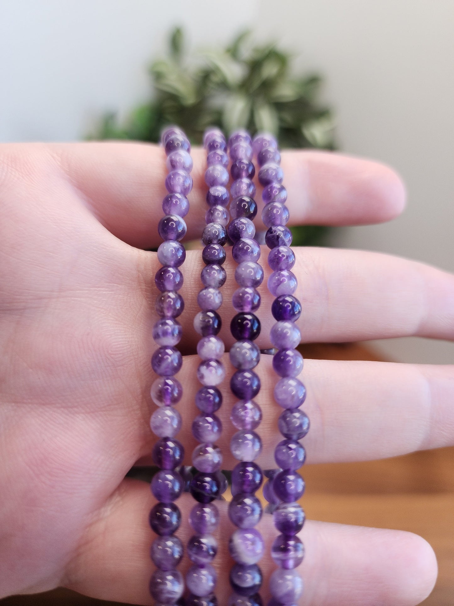 Chevron Amethyst Crystal Bracelet | 4MM | Purple and White | Intuitively Chosen