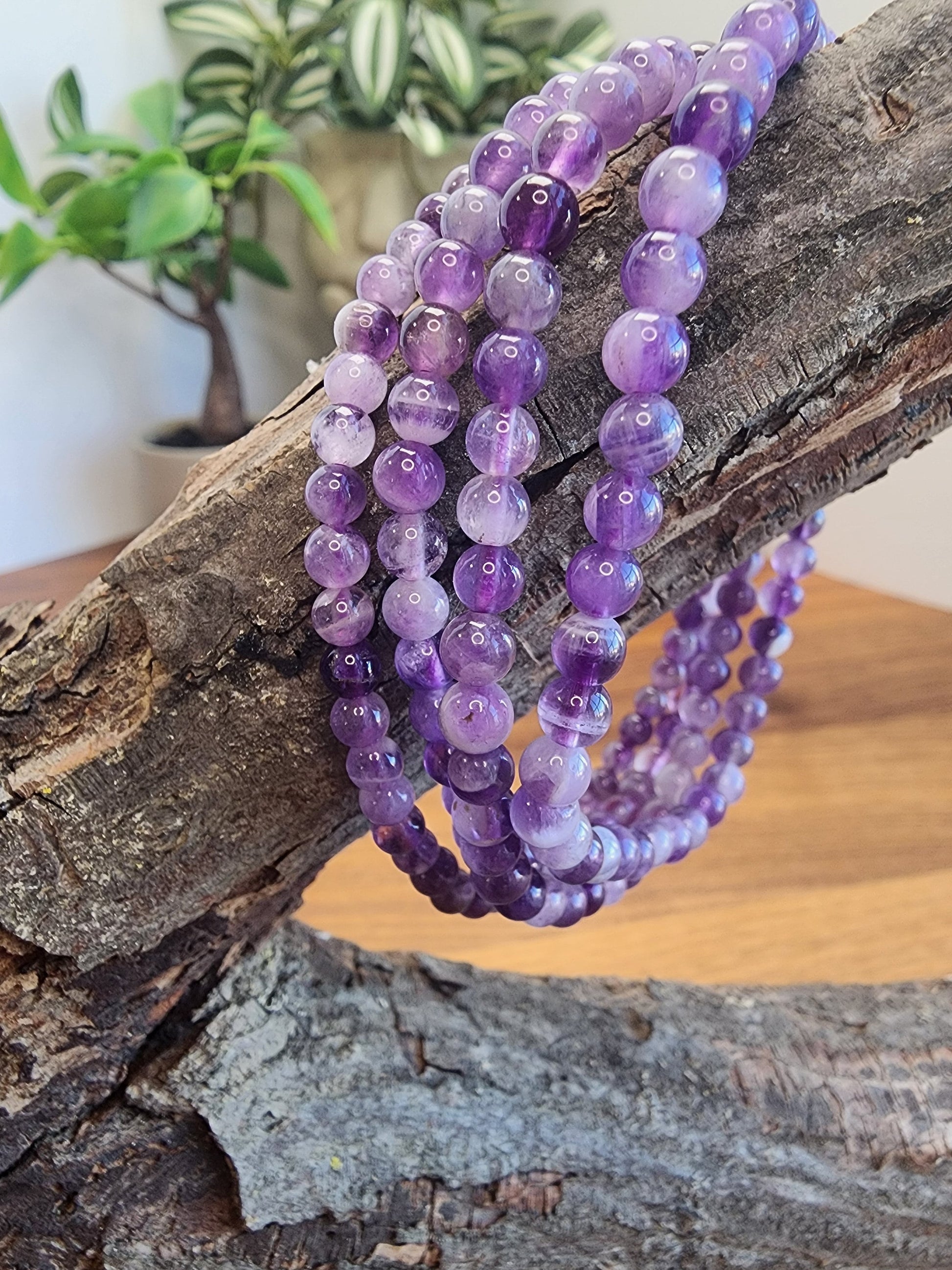 Chevron Amethyst Crystal Bracelet | 4MM | Purple and White | Intuitively Chosen