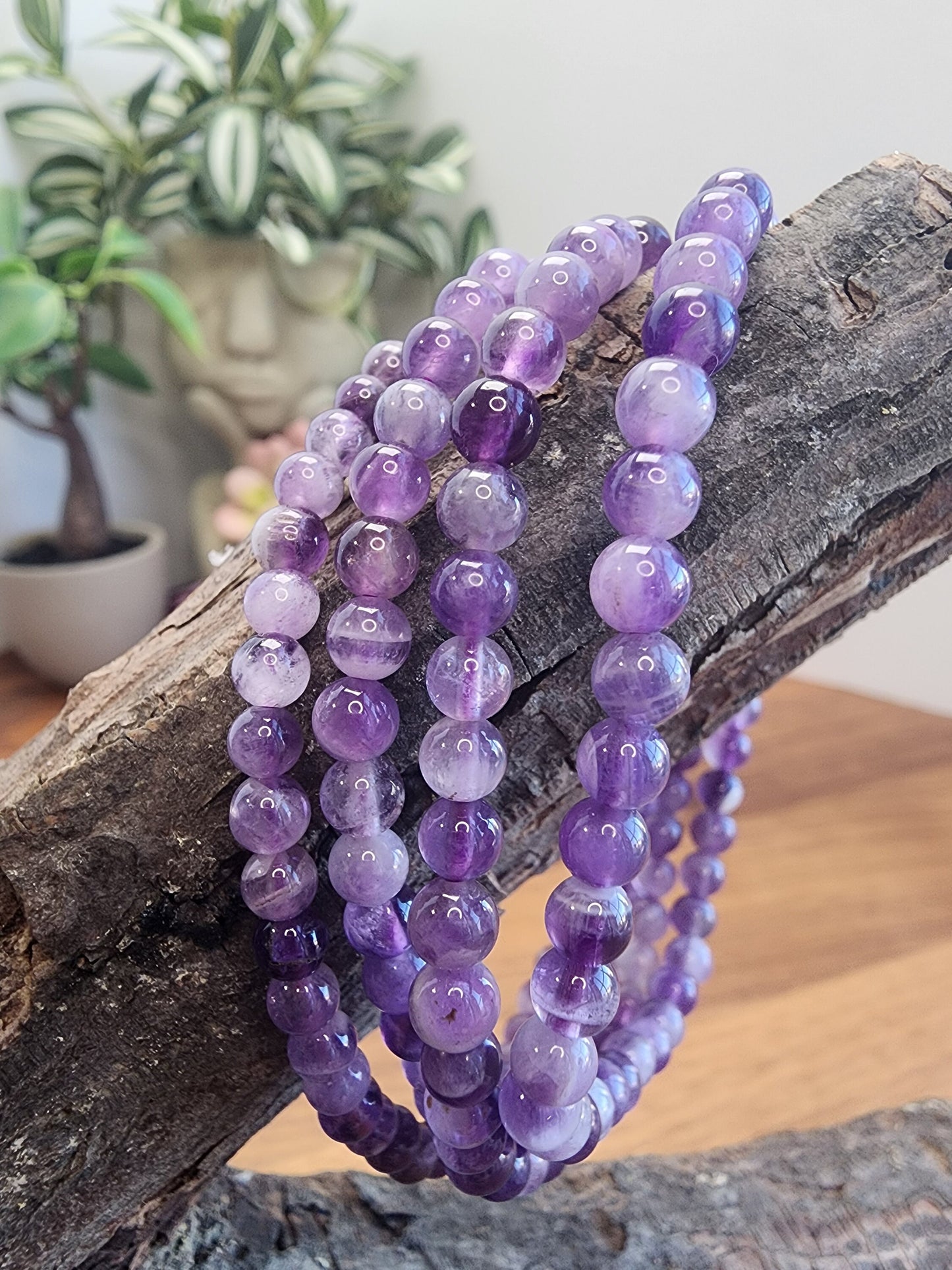 Chevron Amethyst Crystal Bracelet | 4MM | Purple and White | Intuitively Chosen