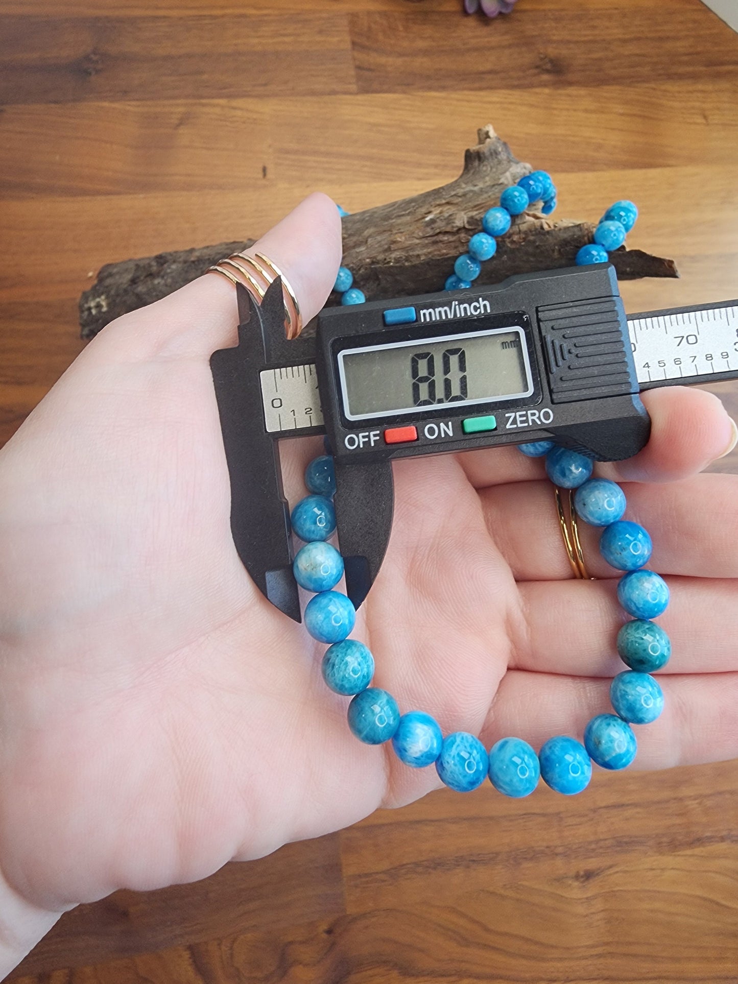 Blue Apatite Bracelet | 8MM Crystal Beads | Bright Teal & Sky Blue Jewelry | Ocean Lover, Surfer Gift | Mother's Day or Girlfriend Favorite!