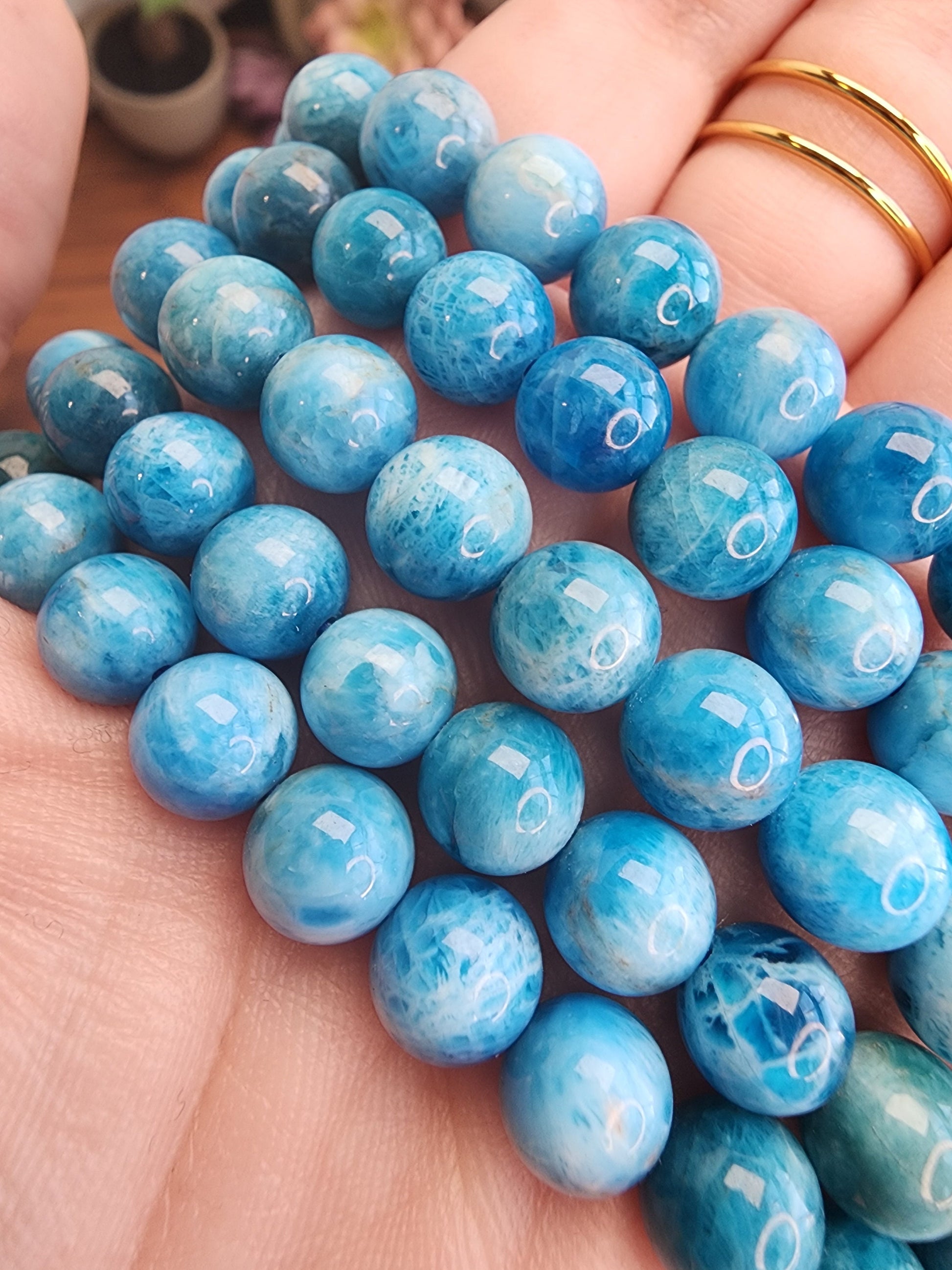 Blue Apatite Bracelet | 8MM Crystal Beads | Bright Teal & Sky Blue Jewelry | Ocean Lover, Surfer Gift | Mother's Day or Girlfriend Favorite!