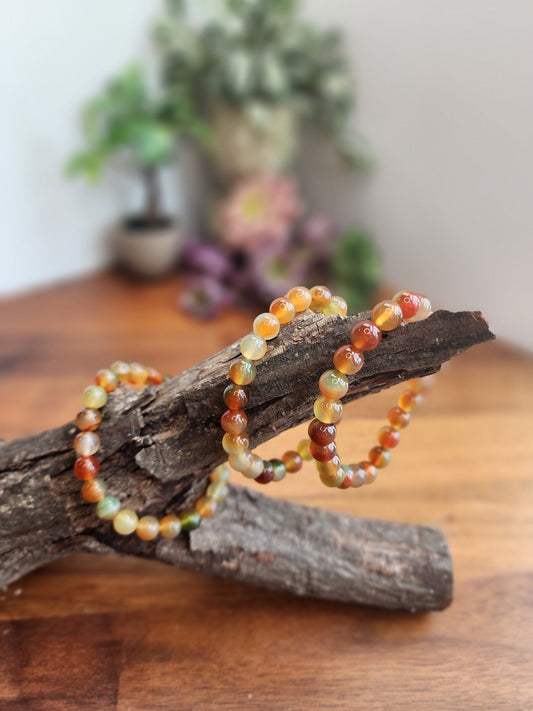 Peacock Agate Crystal Bracelets! 8MM in green and reddish-orange vibrant colors.