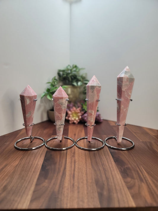 Pink Opal Crystal Scepter Tower with Stand (5.5-8 Inches)