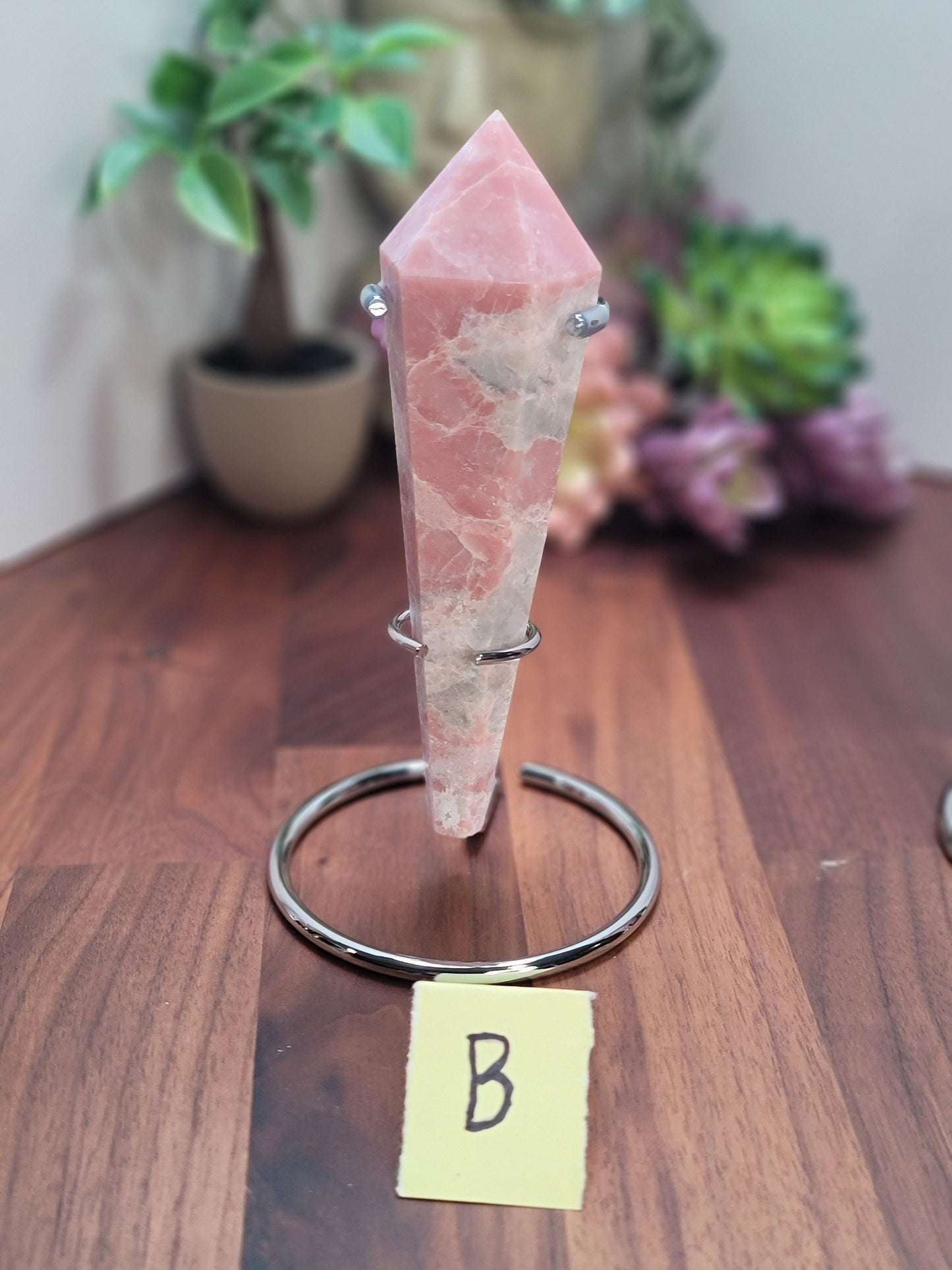 Pretty Pink Opal Scepter Crystal Carving with Stand | 5.5 - 8 Inches |Pink and White Crystal Point | You Choose