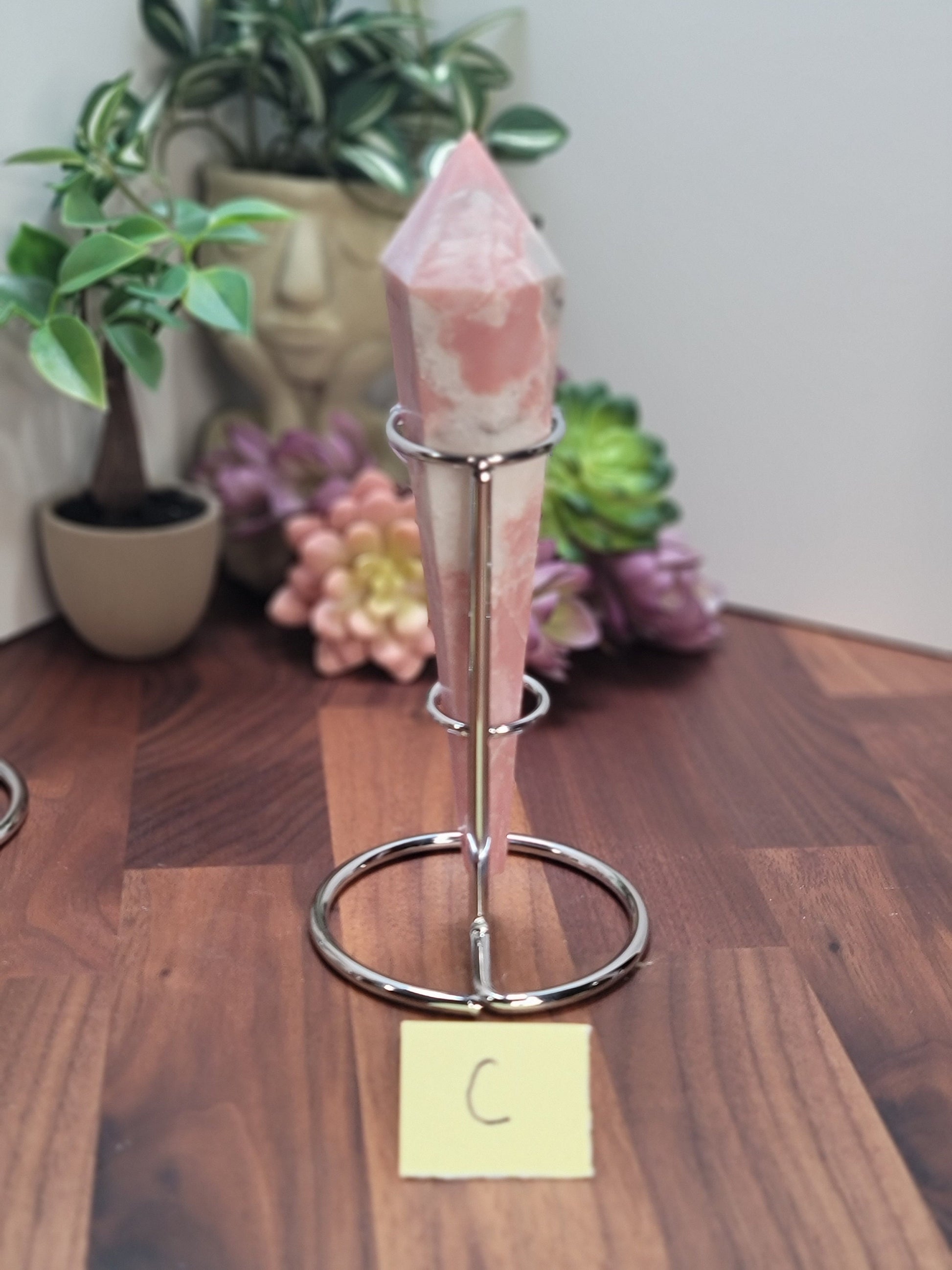 Pretty Pink Opal Scepter Crystal Carving with Stand | 5.5 - 8 Inches |Pink and White Crystal Point | You Choose