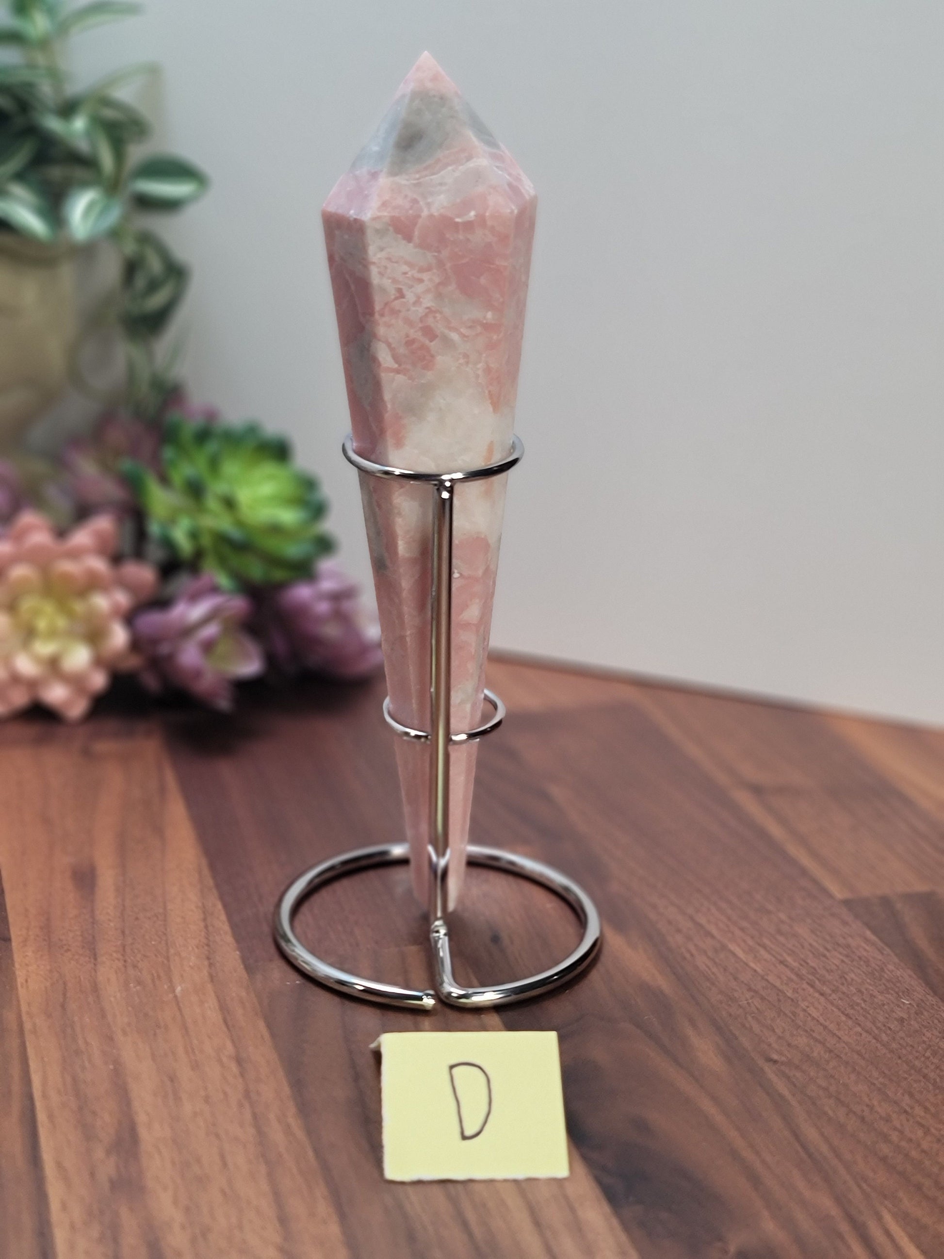 Pretty Pink Opal Scepter Crystal Carving with Stand | 5.5 - 8 Inches |Pink and White Crystal Point | You Choose