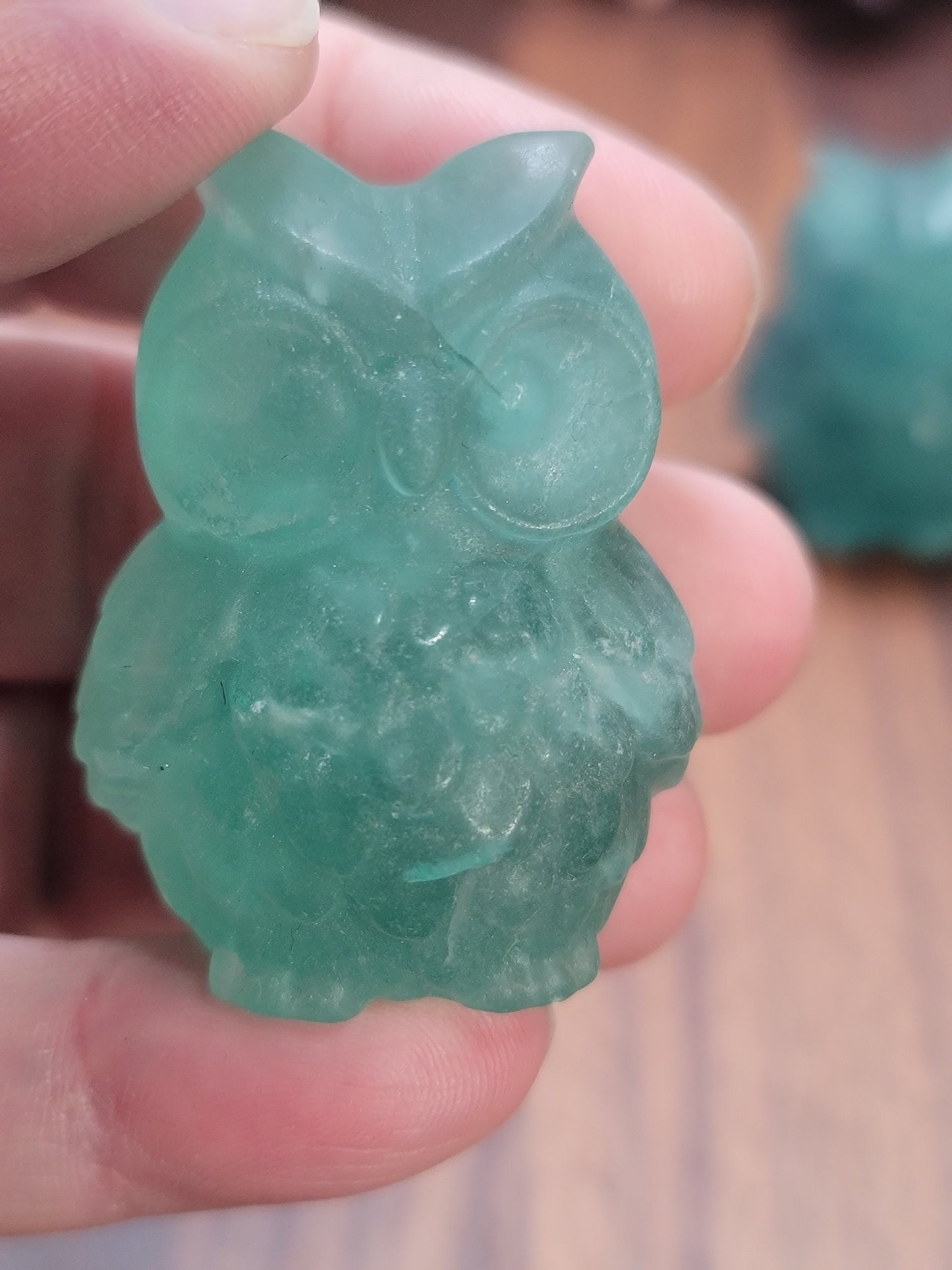 Green Fluorite Owl Crystal Carving | 55 MM | Green | Intuitively Chosen