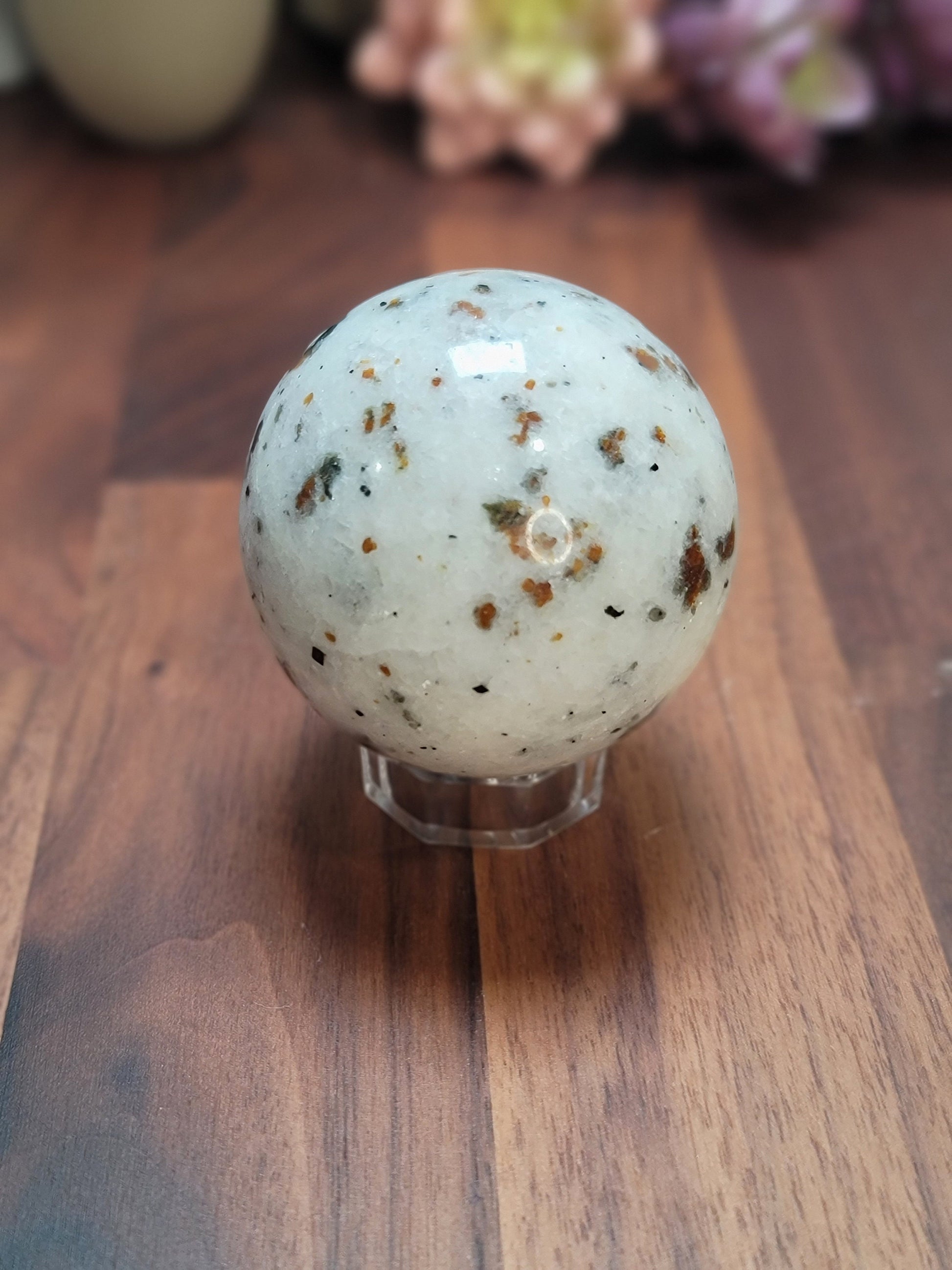 Spessartine Garnet Crystal Sphere | 60 MM | White and Brown | Only 1 Available