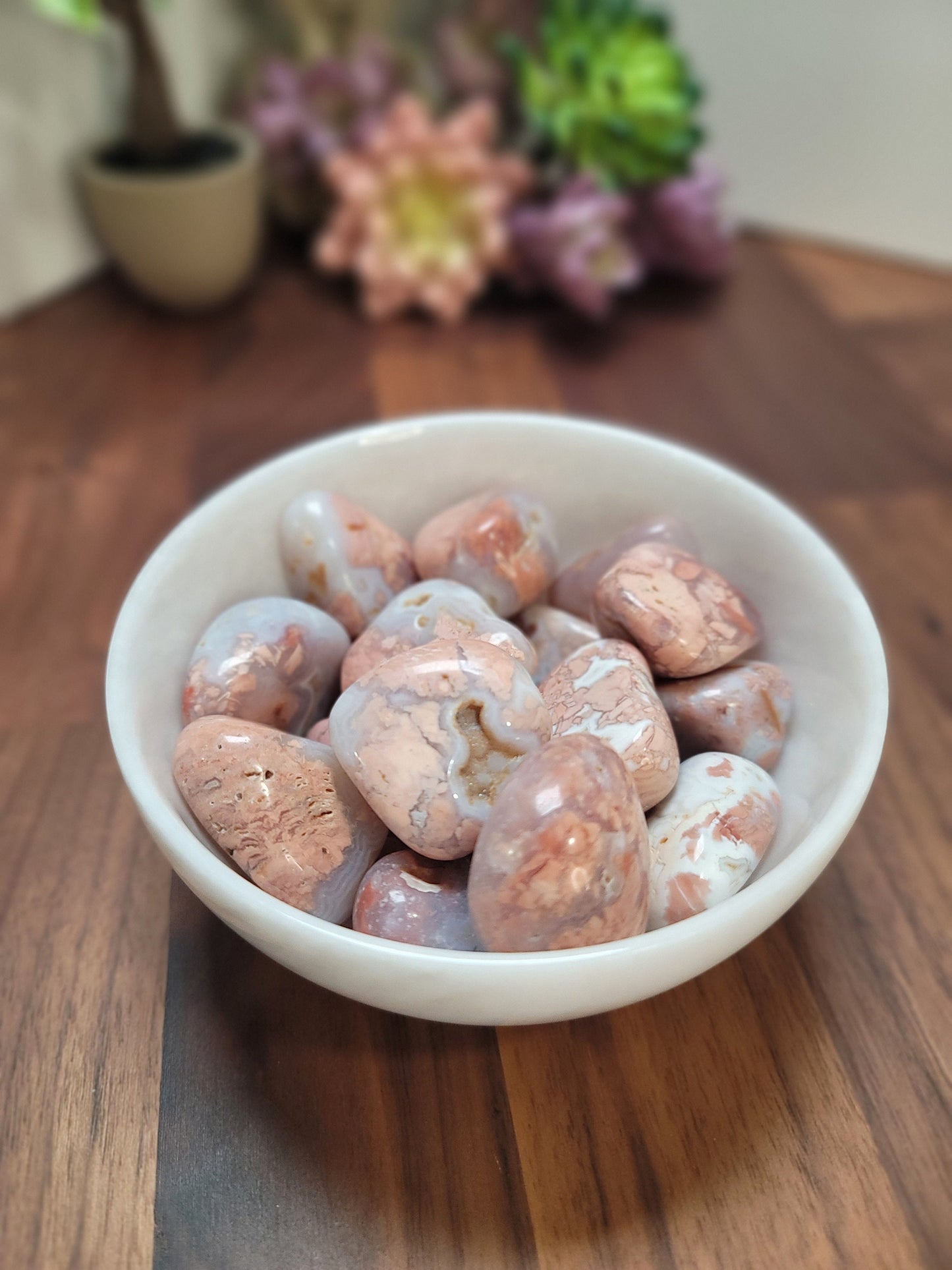 Pink Flower Agate Tumble | Medium | Cotton Candy Agate | Intuitively Chosen