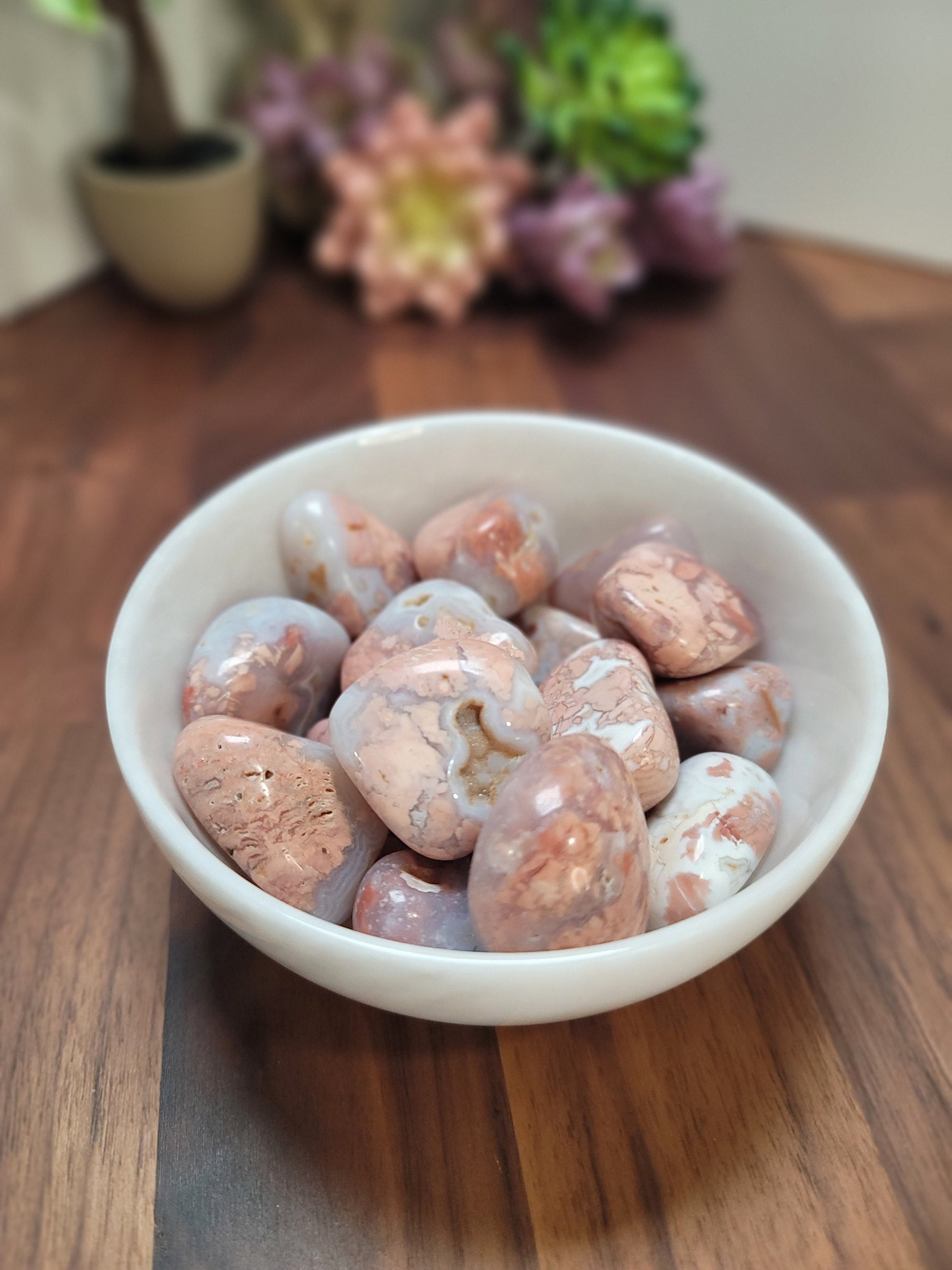 Pink Flower Agate Tumble | Medium | Cotton Candy Agate | Intuitively Chosen