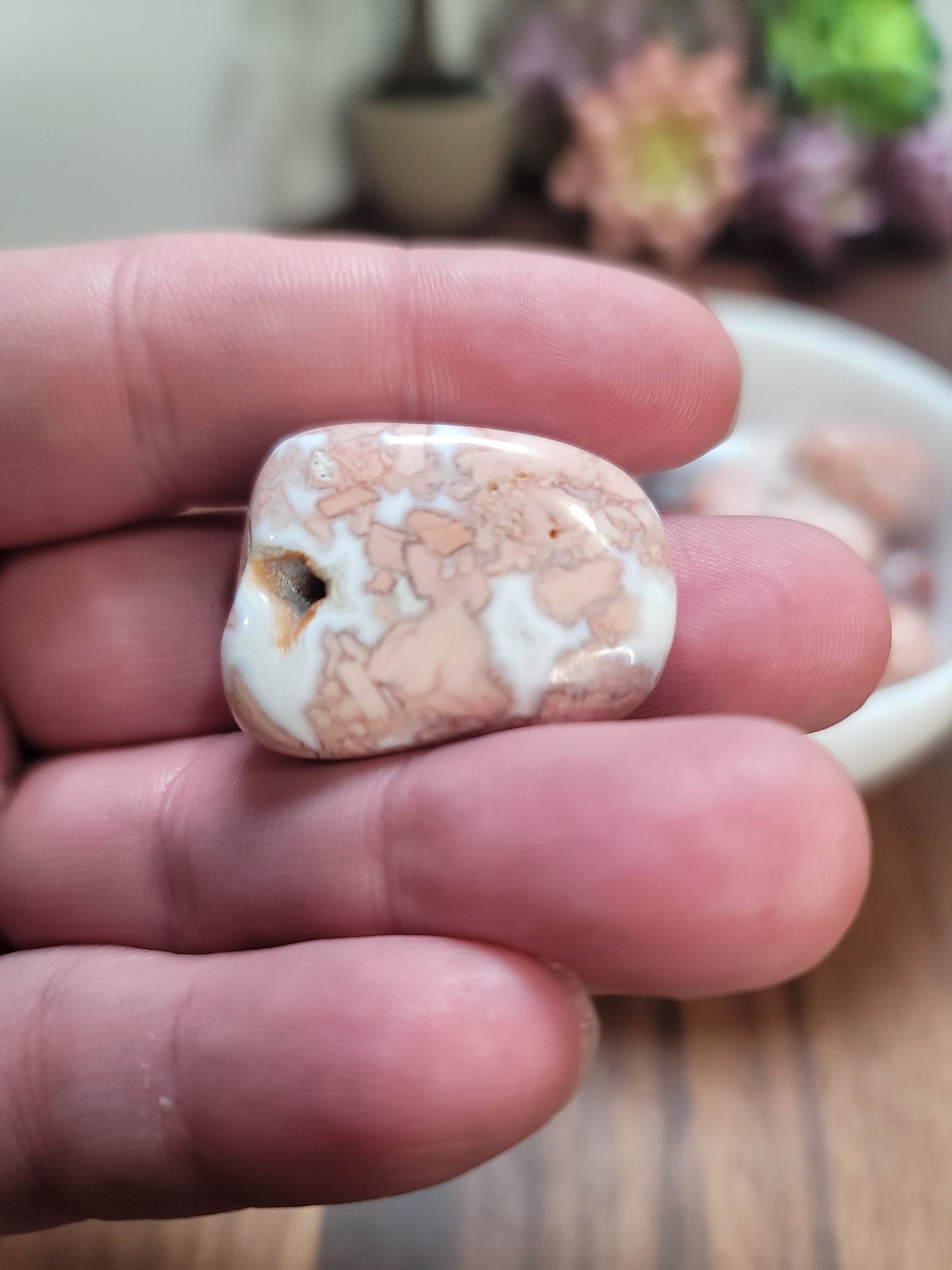Pink Flower Agate Tumble | Medium | Cotton Candy Agate | Intuitively Chosen