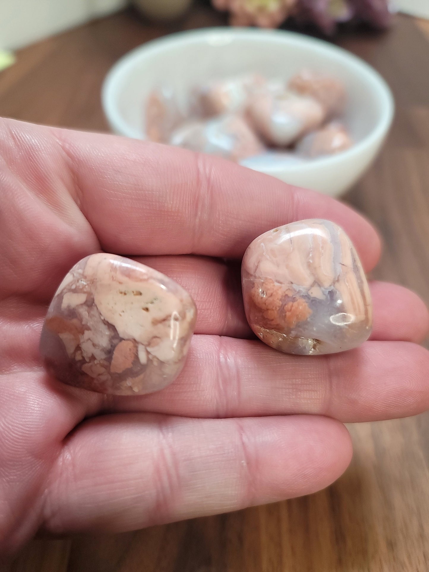 Pink Flower Agate Tumble | Medium | Cotton Candy Agate | Intuitively Chosen