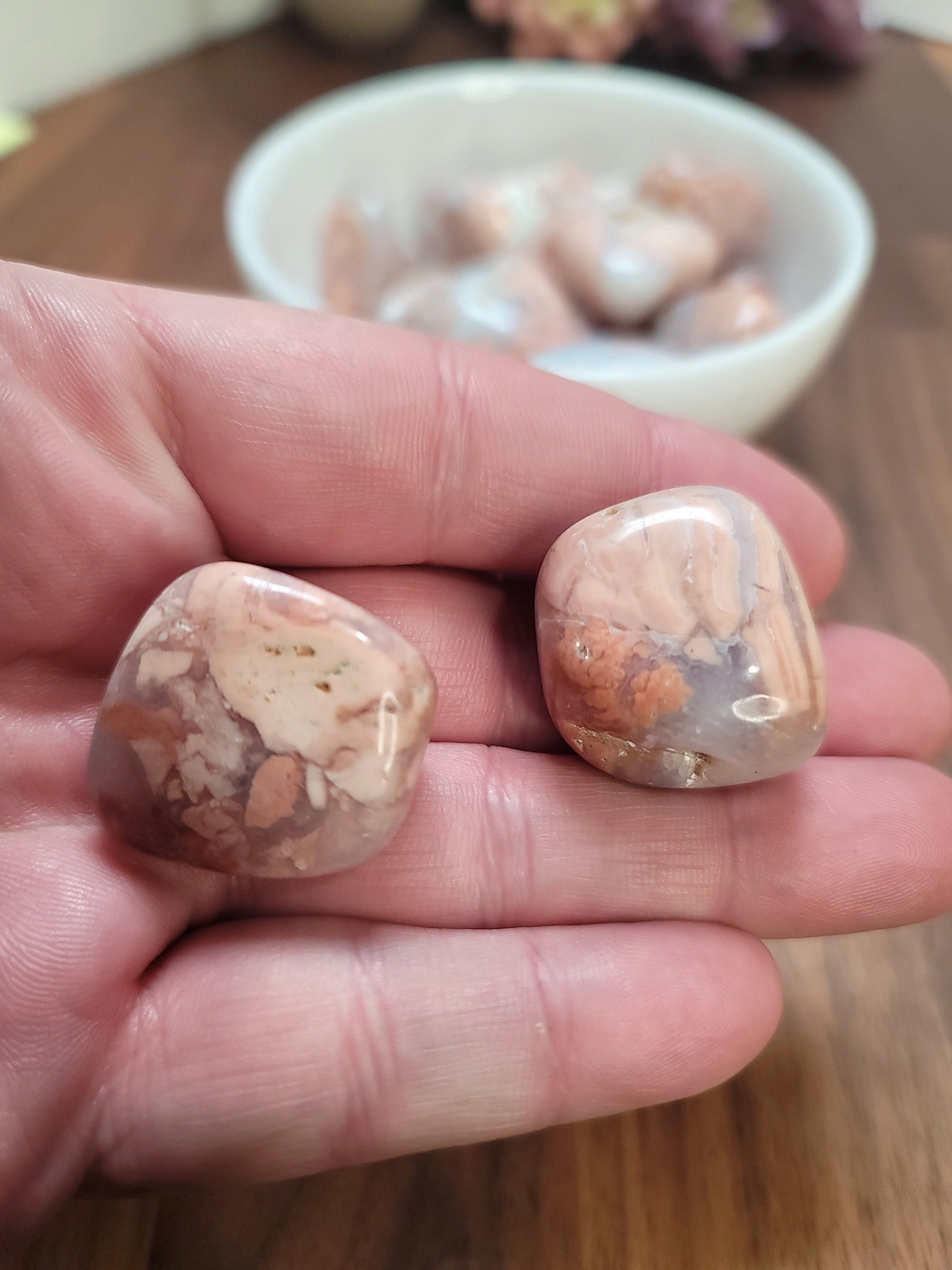 Pink Flower Agate Tumble | Medium | Cotton Candy Agate | Intuitively Chosen