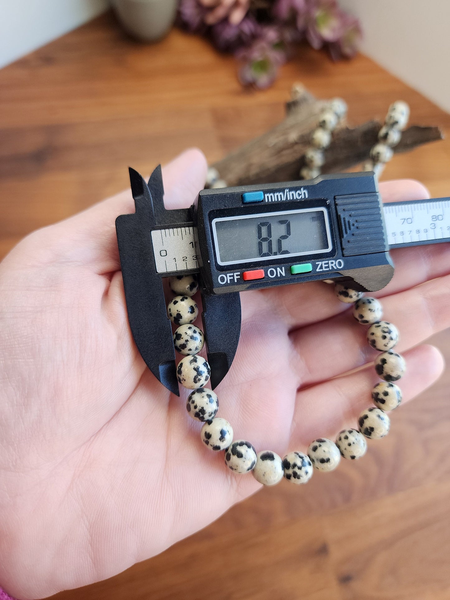 Dalmatian Jasper | 8MM Crystal Bracelet | Classy Black and White Dalmation Spotted Jewelry | As Seen in the Pot of Gold Crystal Confetti Mix