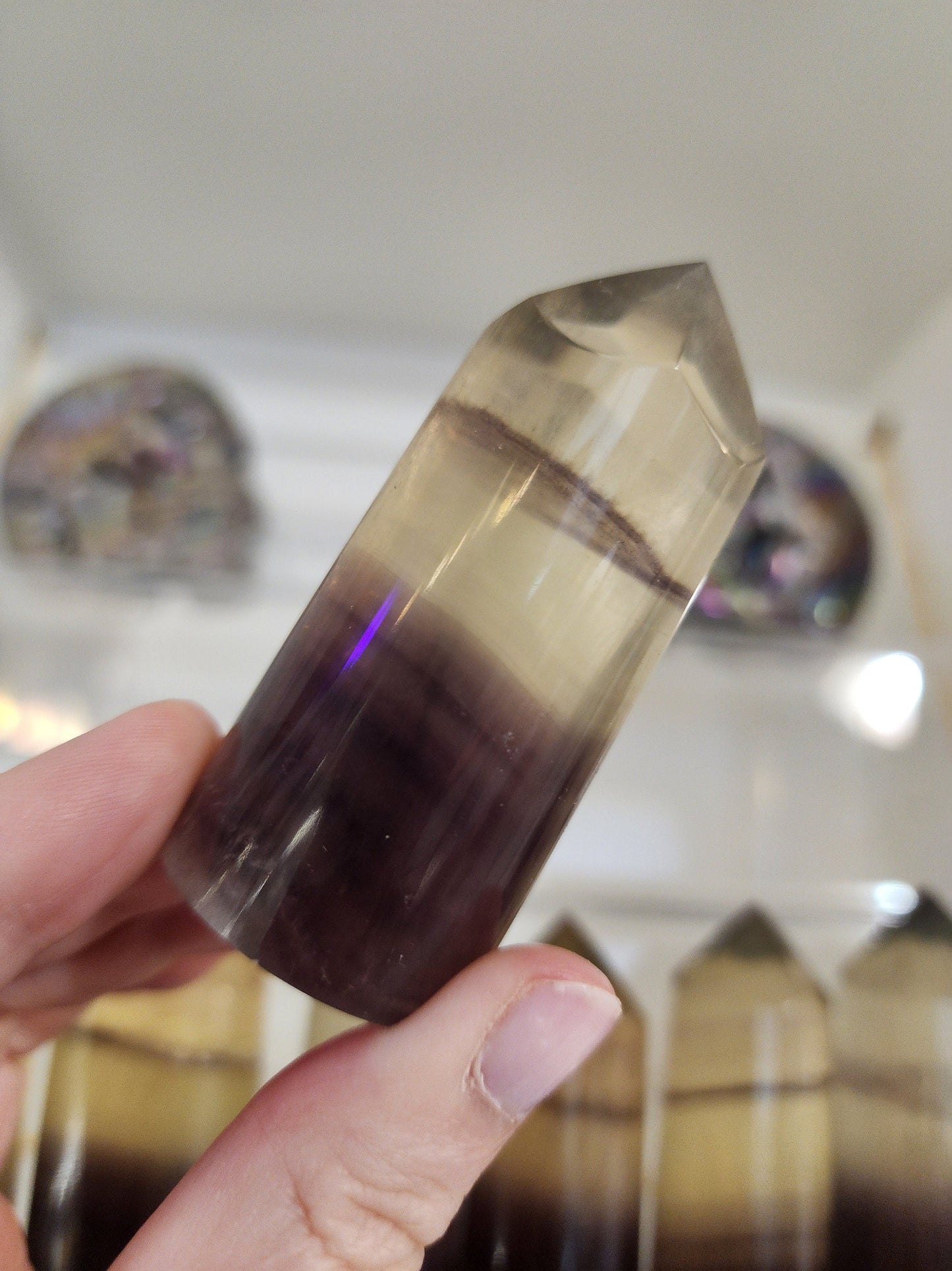 Rainbow Fluorite Crystal Tower | 2.75 Inches | Purple and Clear Crystal Point | Intuitively Chosen