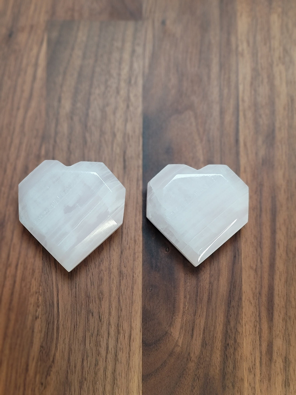 Faceted Crystal Heart: Pink Mangano Calcite - Neon UV Reactive