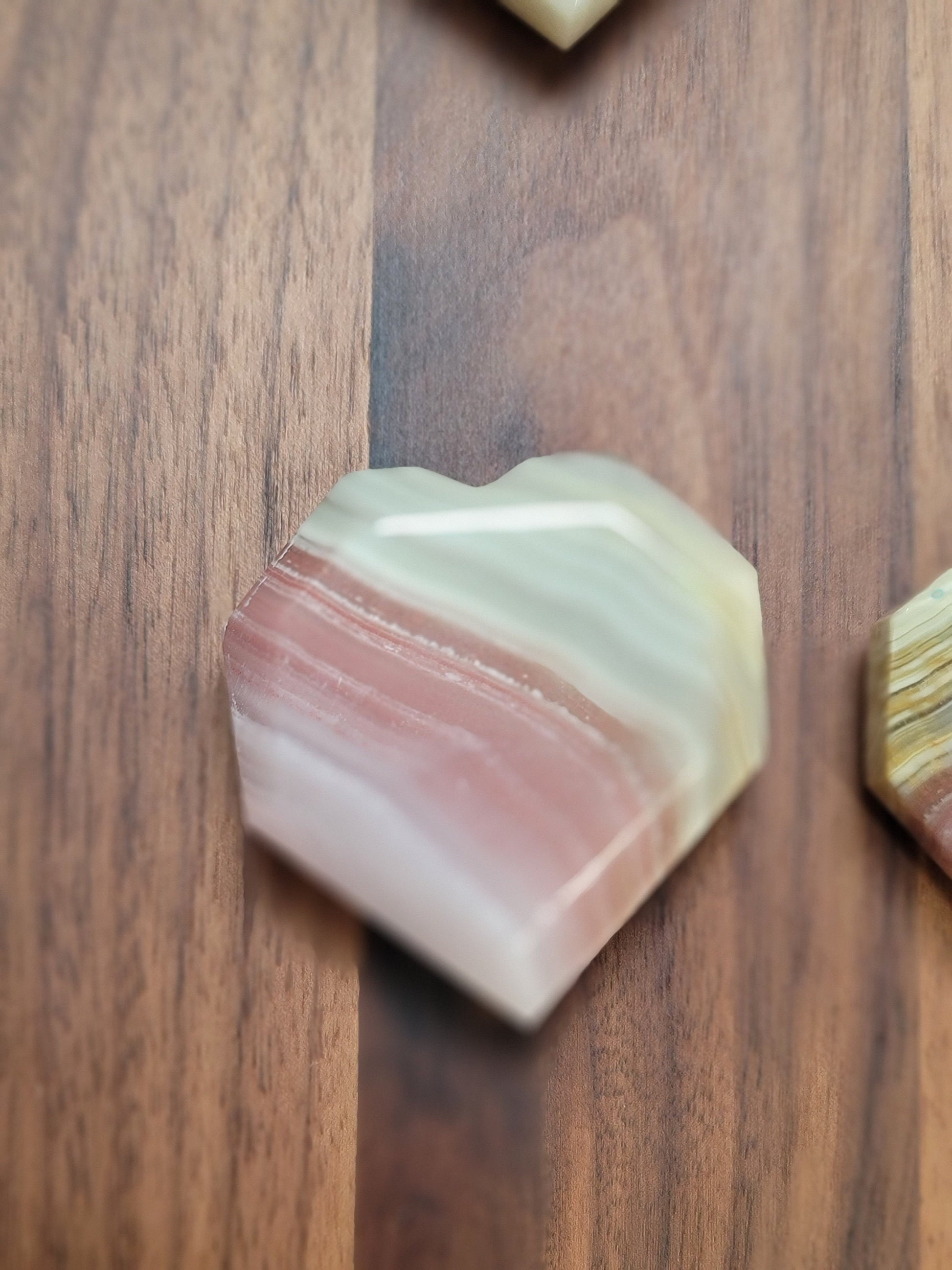Pink Banded Onyx Faceted Hearts | Size | Standing Heart Carvings | Intuitively Chosen