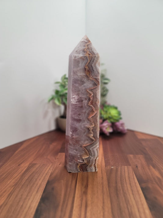 Massive Amethyst Agate Crystal Tower | 10.5 Inches | Purple Gray and Brown Crystal Point | One of Kind
