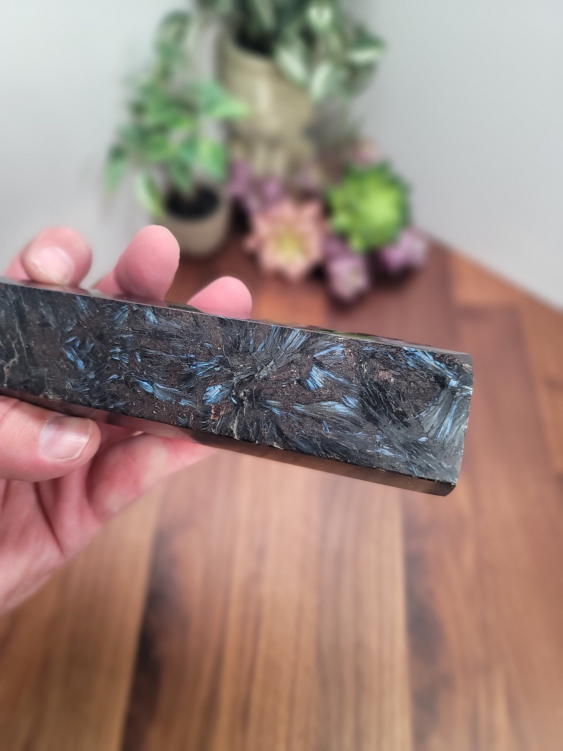 Fantastic Fireworks Garnet Crystal Tower | 8.5 Inches | Black Blue and Sparkle Crystal Point | Alpha | Only 1 Available