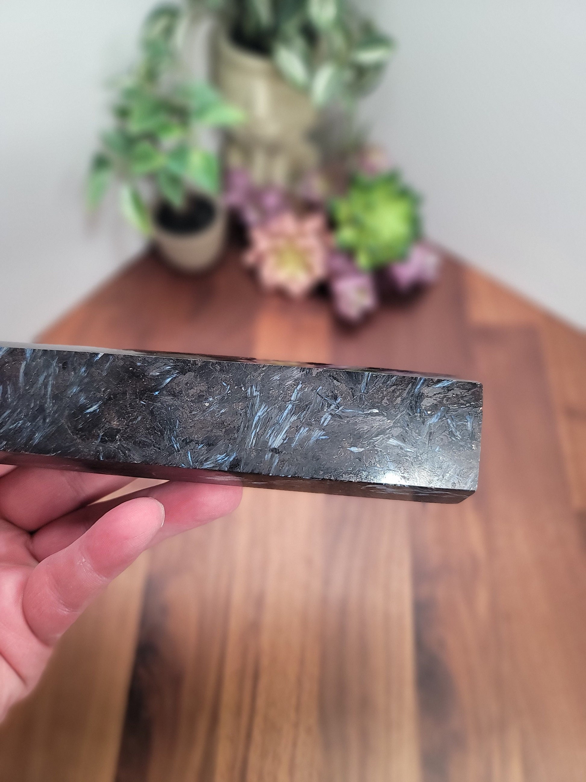 Fantastic Fireworks Garnet Crystal Tower | 8.5 Inches | Black Blue and Sparkle Crystal Point | Alpha | Only 1 Available