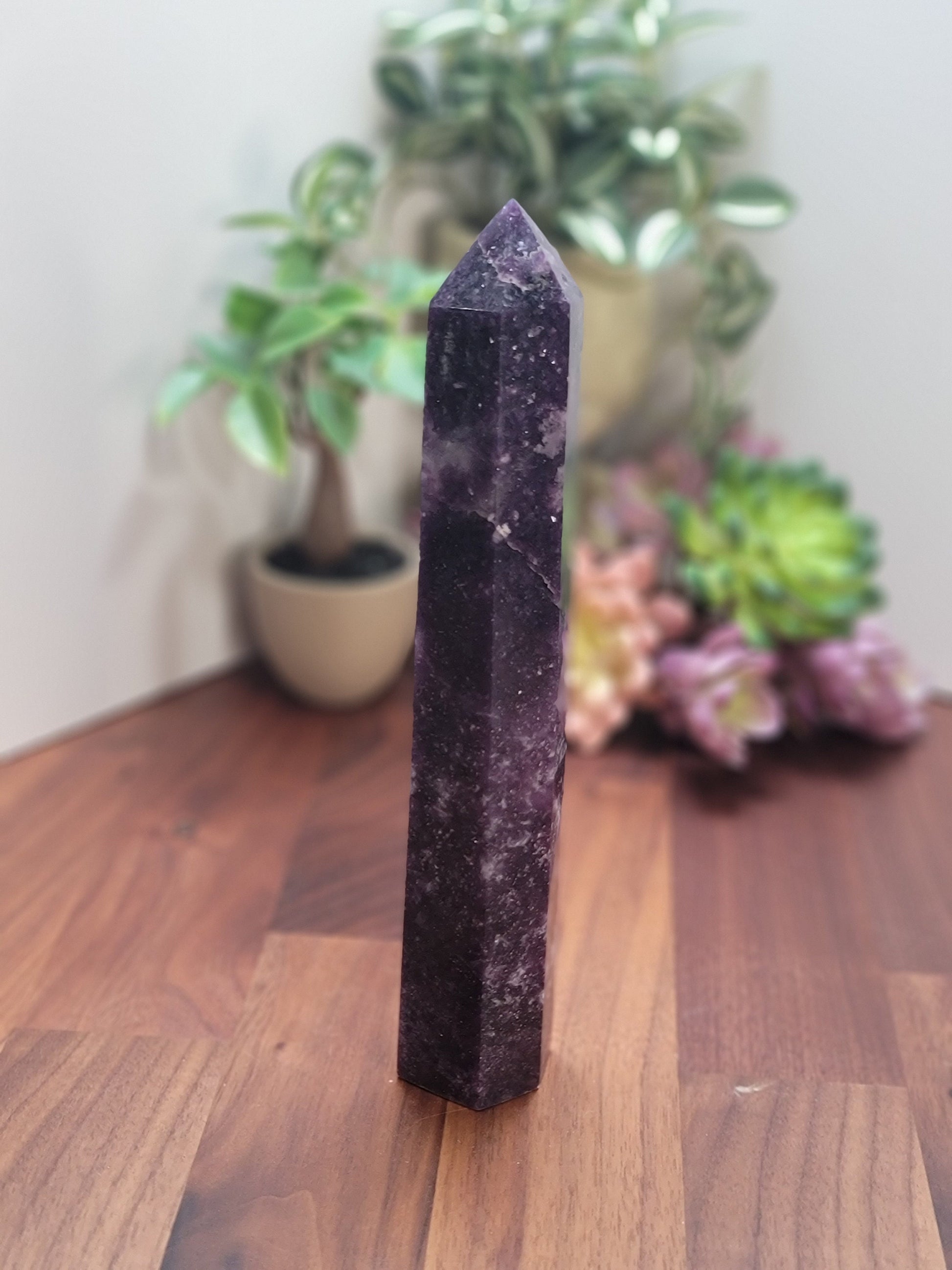 Large Lepidolite Tower | 8.5 | Purple and White Crystal Point | Only 1 Available | Beta