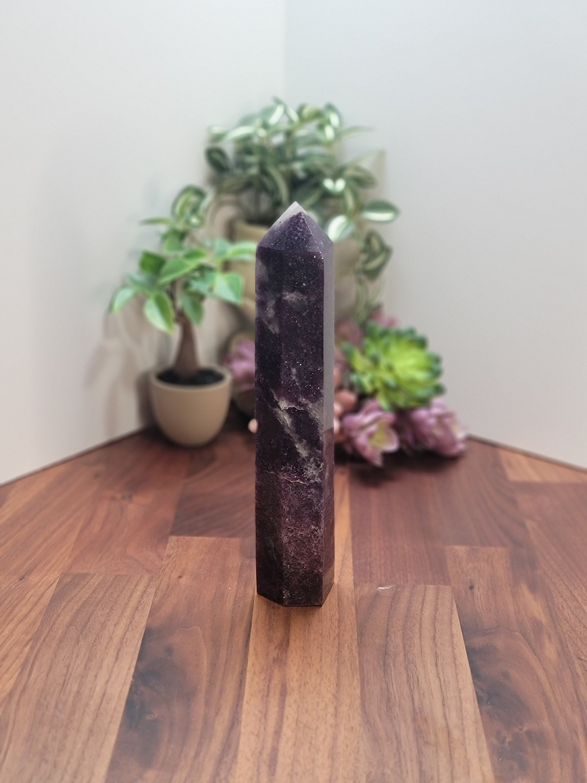 Large Lepidolite Tower | 8.5 | Purple and White Crystal Point | Only 1 Available | Charlie