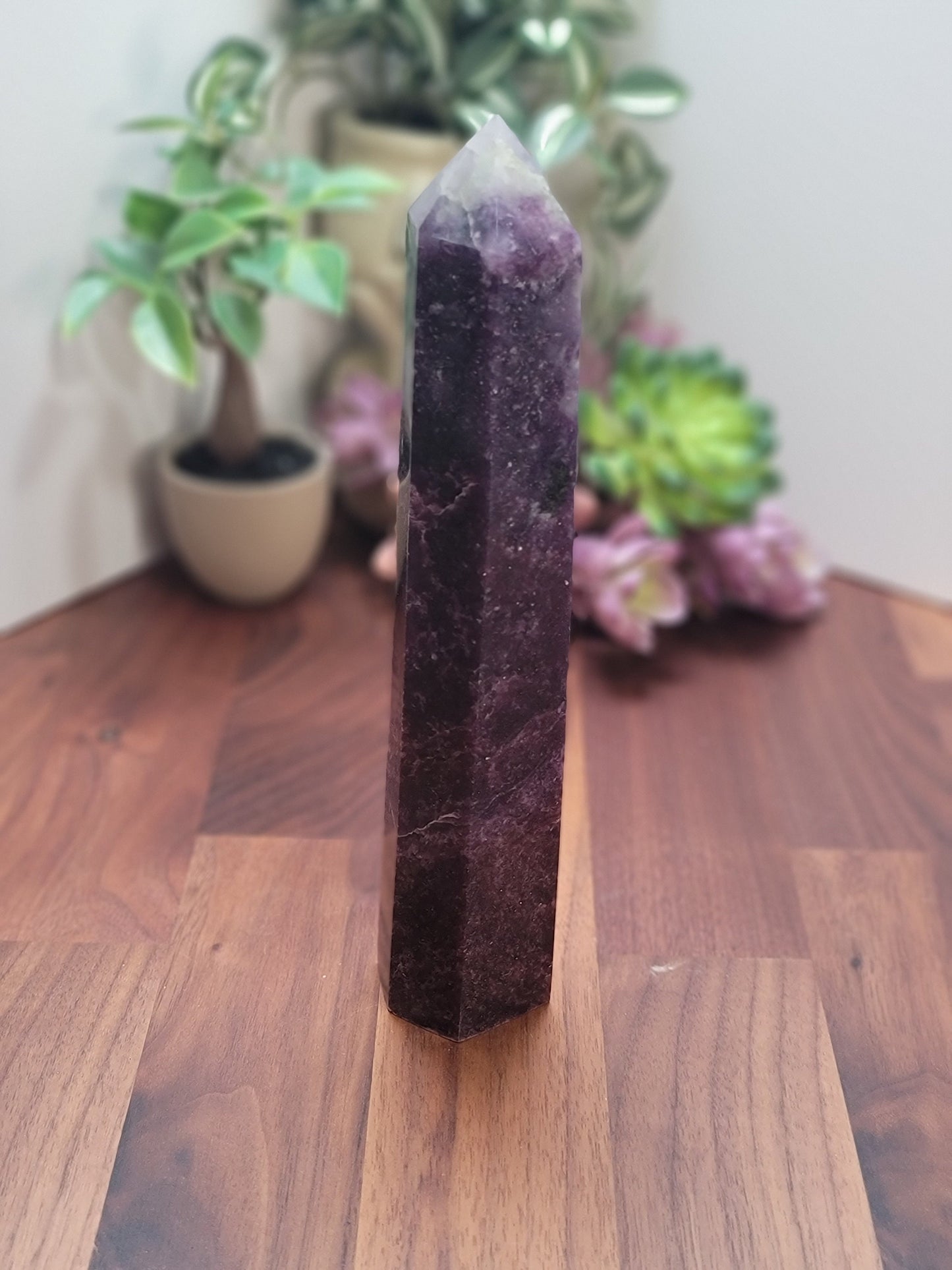 Large Lepidolite Tower | 8.5 | Purple and White Crystal Point | Only 1 Available | Charlie