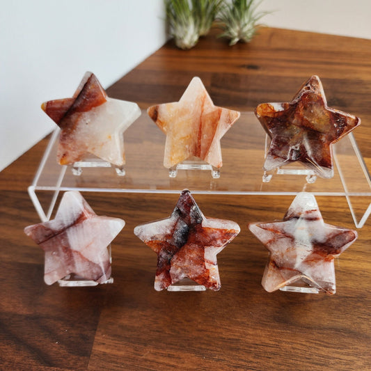 Stunning Fire Quartz Crystal Stars | Sparkling Red, Orange, Yellow Hematoid in Clear Matrix | Some with with Rainbows! | Intuitively Chosen