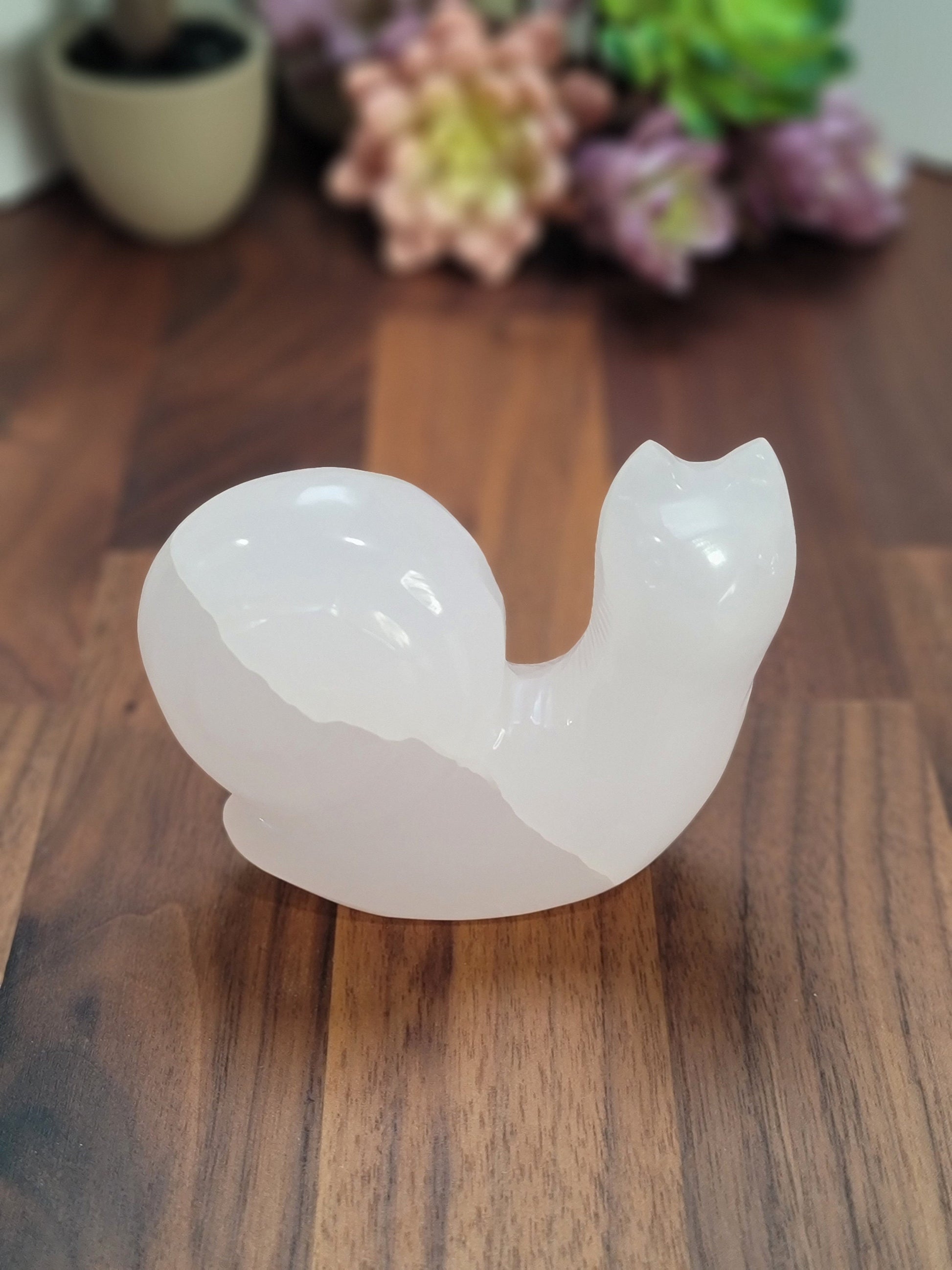Fairy Garden Crystal Snail, Large Pink Mangano Calcite Carving (Neon Pink UV Glow)