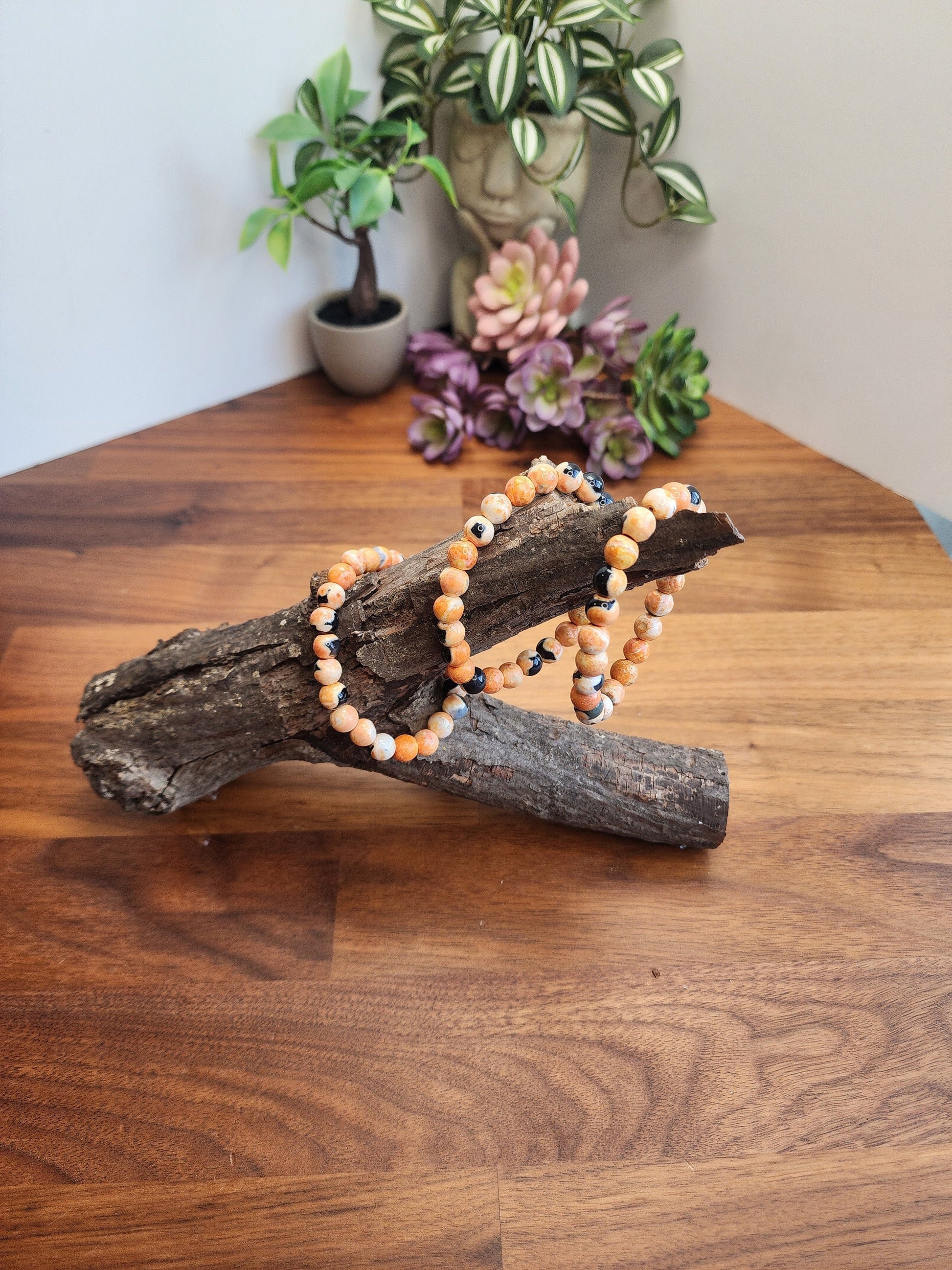 Orange Dream, Orange Orca Agate. Bright Summery Crystal Bracelet.