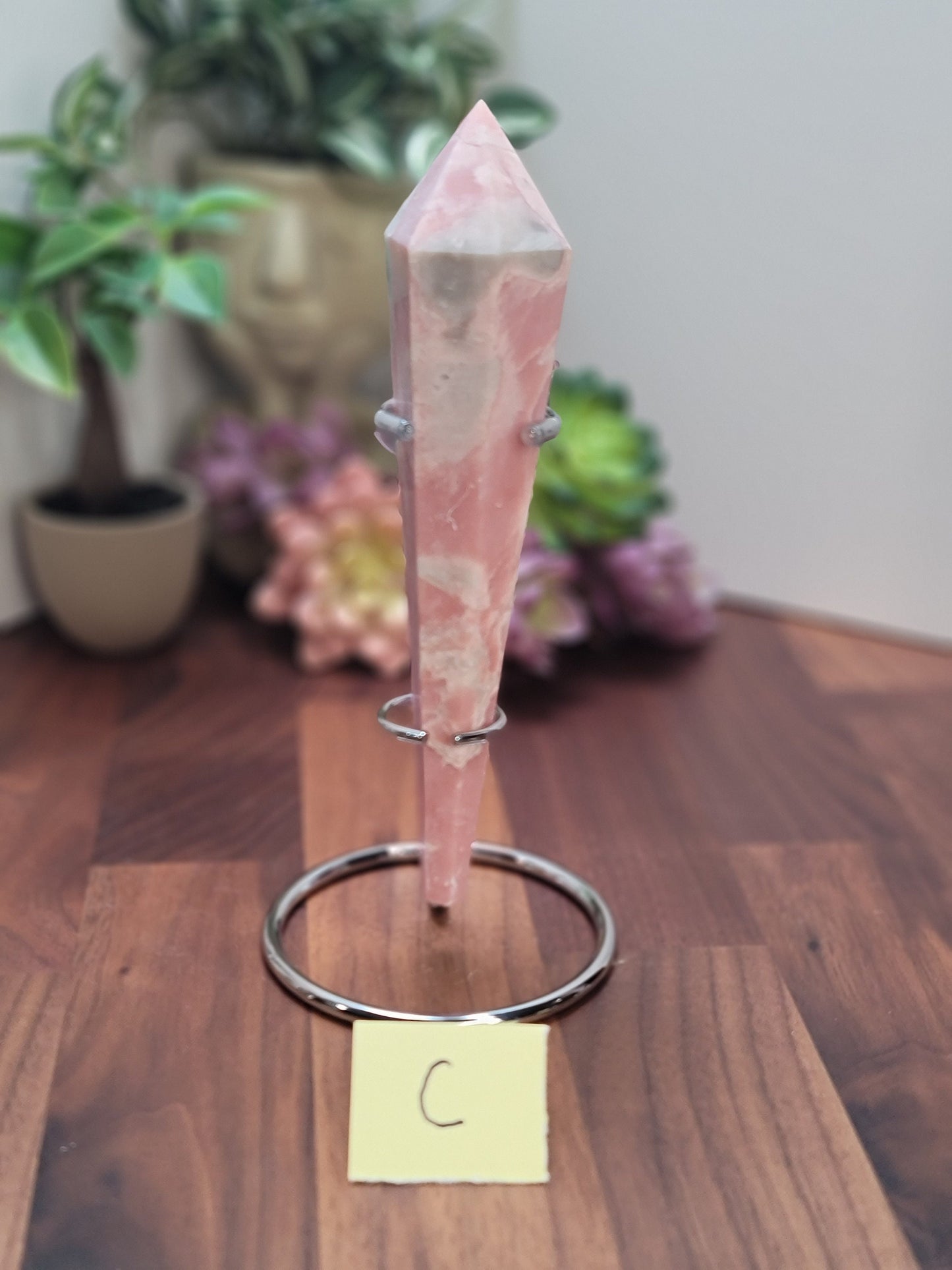 Pretty Pink Opal Scepter Crystal Carving with Stand | 5.5 - 8 Inches |Pink and White Crystal Point | You Choose