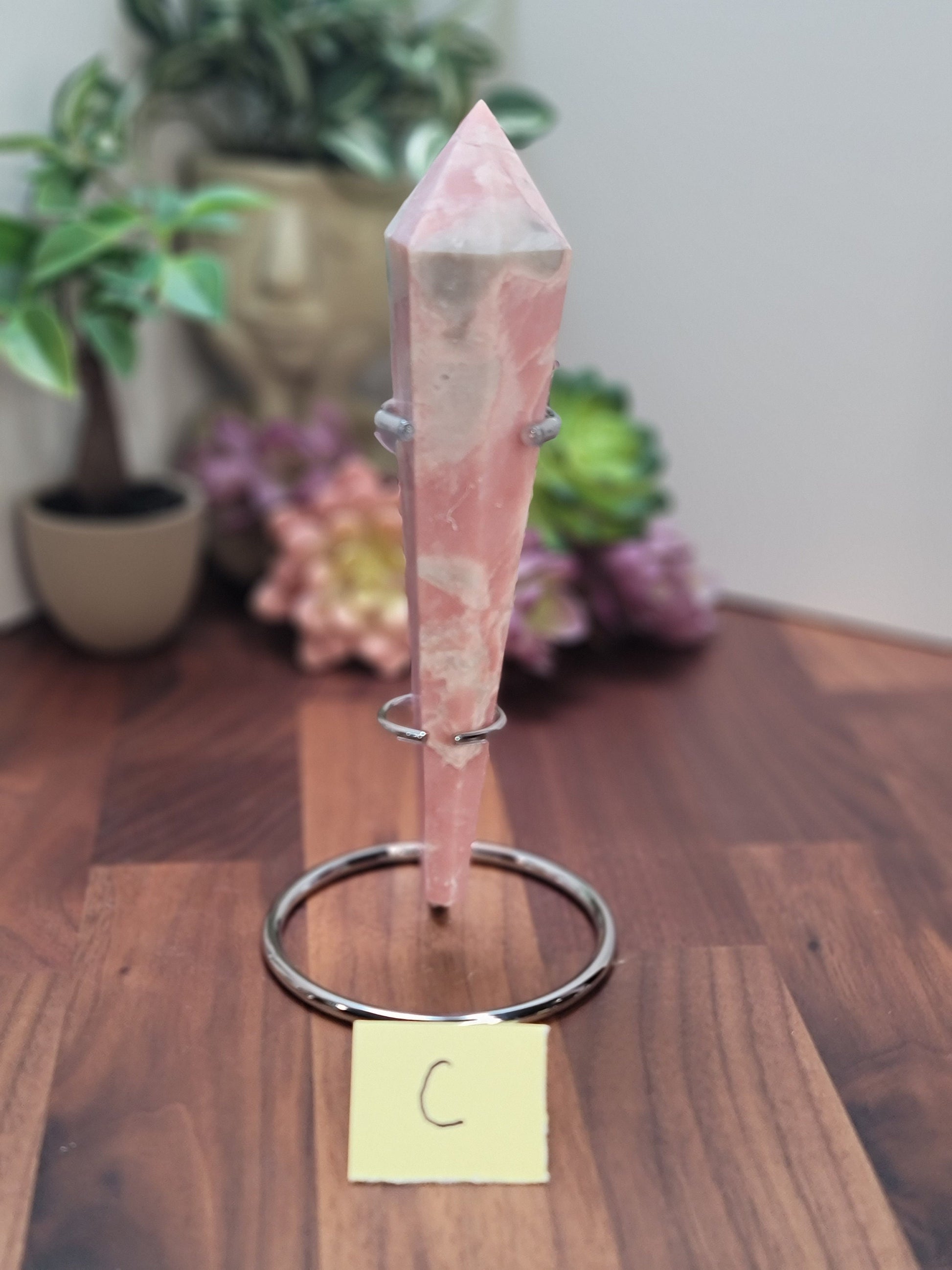 Pretty Pink Opal Scepter Crystal Carving with Stand | 5.5 - 8 Inches |Pink and White Crystal Point | You Choose