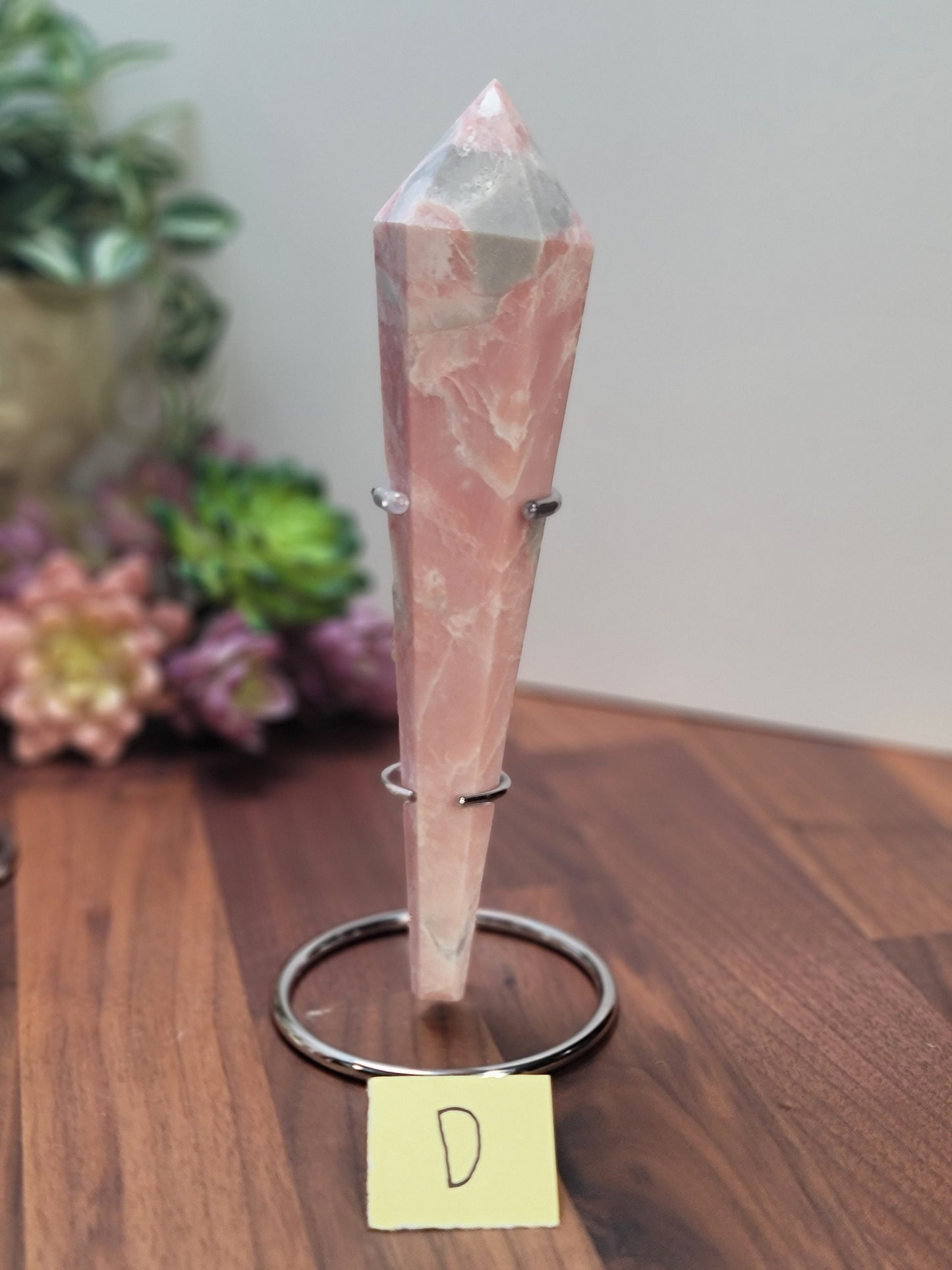 Pretty Pink Opal Scepter Crystal Carving with Stand | 5.5 - 8 Inches |Pink and White Crystal Point | You Choose