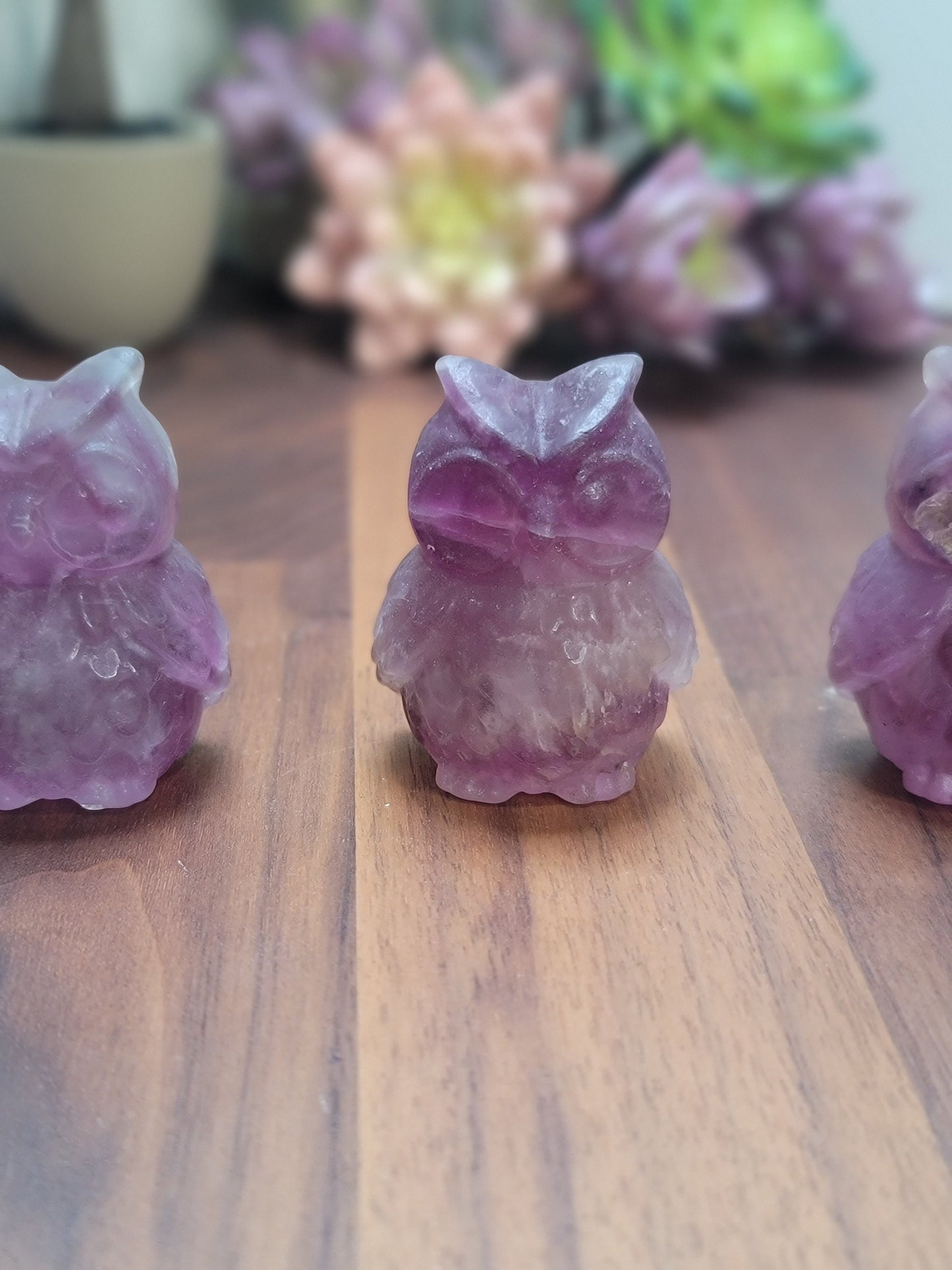 Purple Fluorite Owl Carving | Size | Rainbow Fluorite | Intuitively Chosen