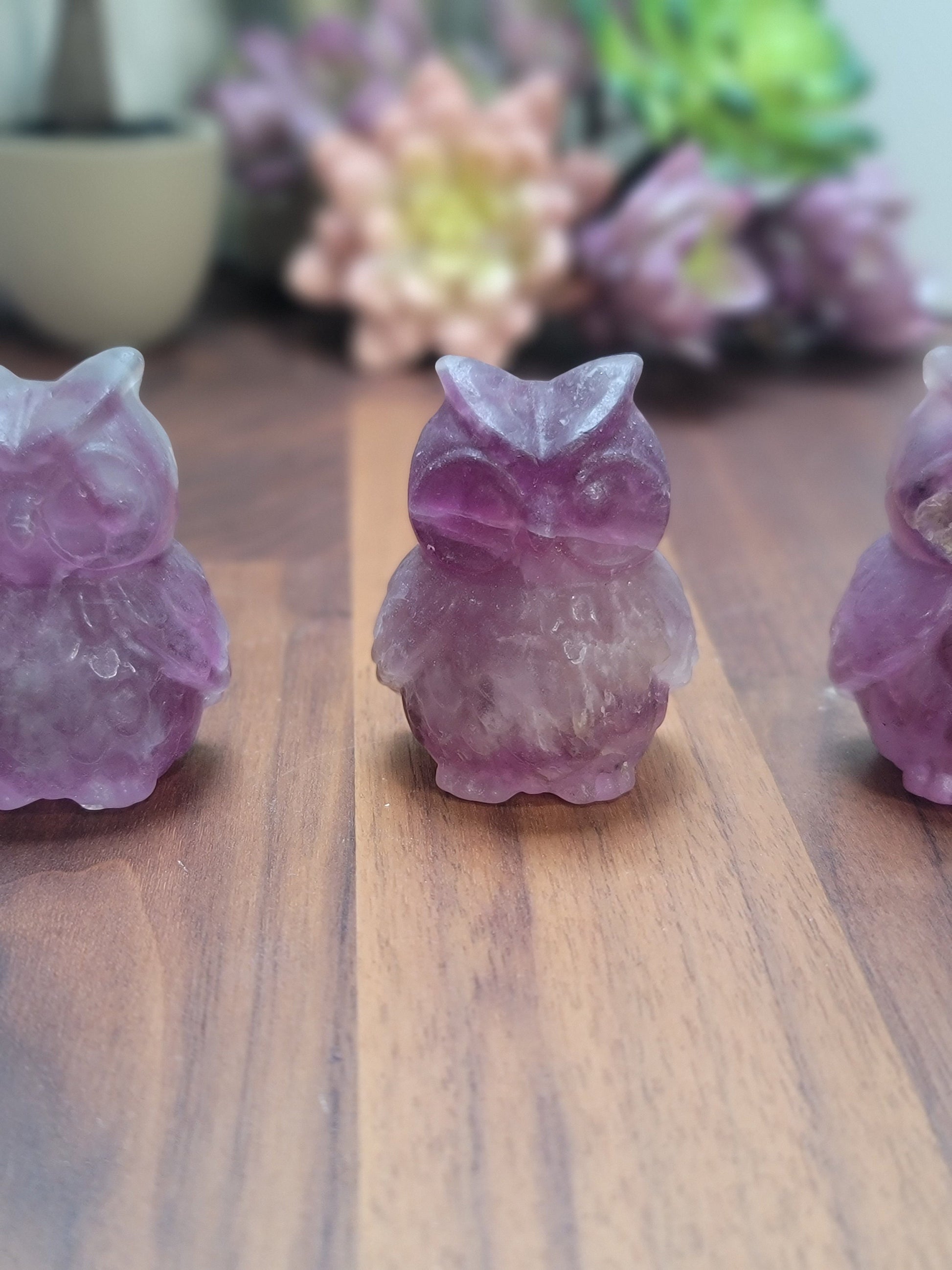Purple Fluorite Owl Carving | Size | Rainbow Fluorite | Intuitively Chosen