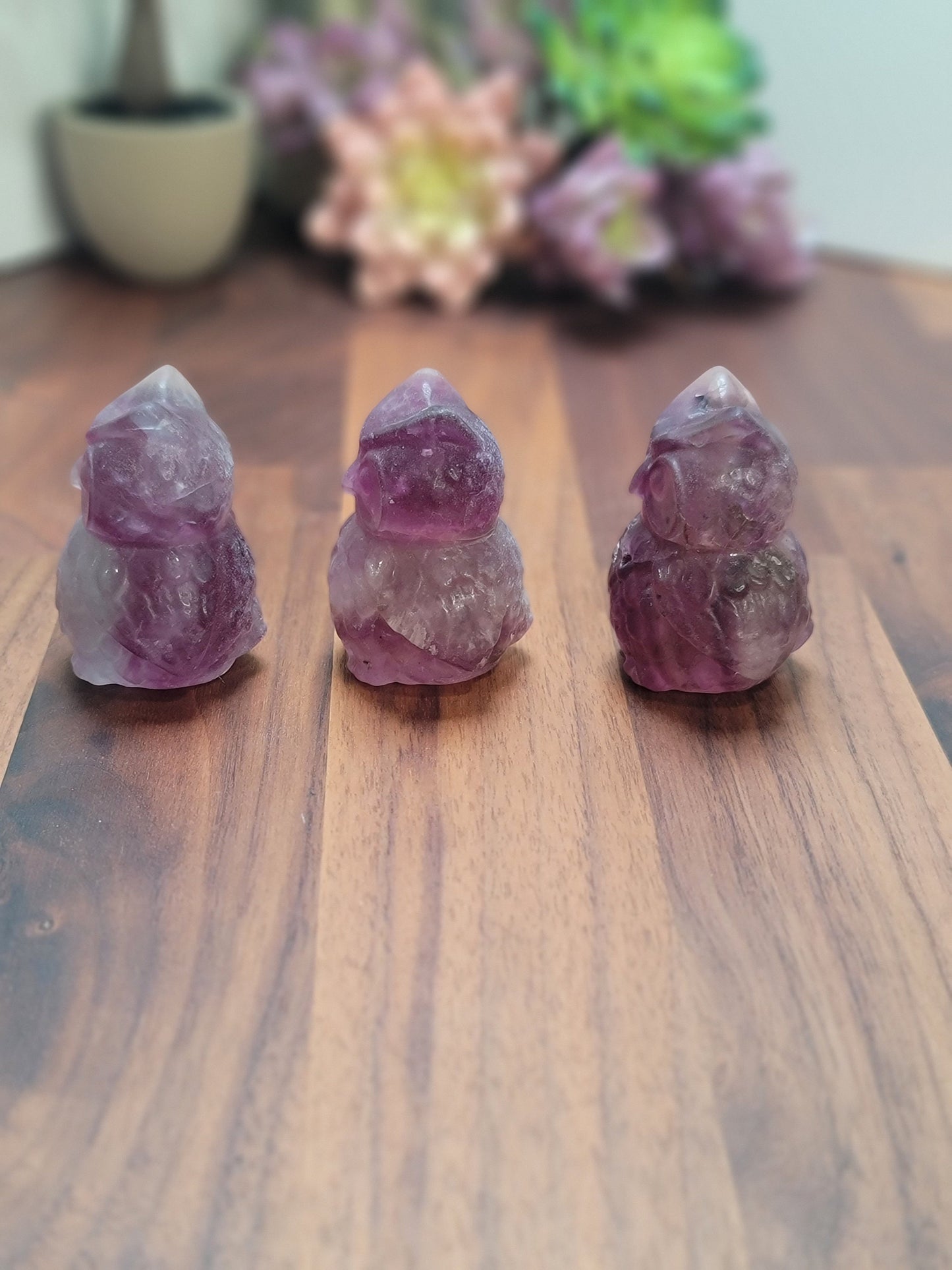 Purple Fluorite Owl Carving | Size | Rainbow Fluorite | Intuitively Chosen