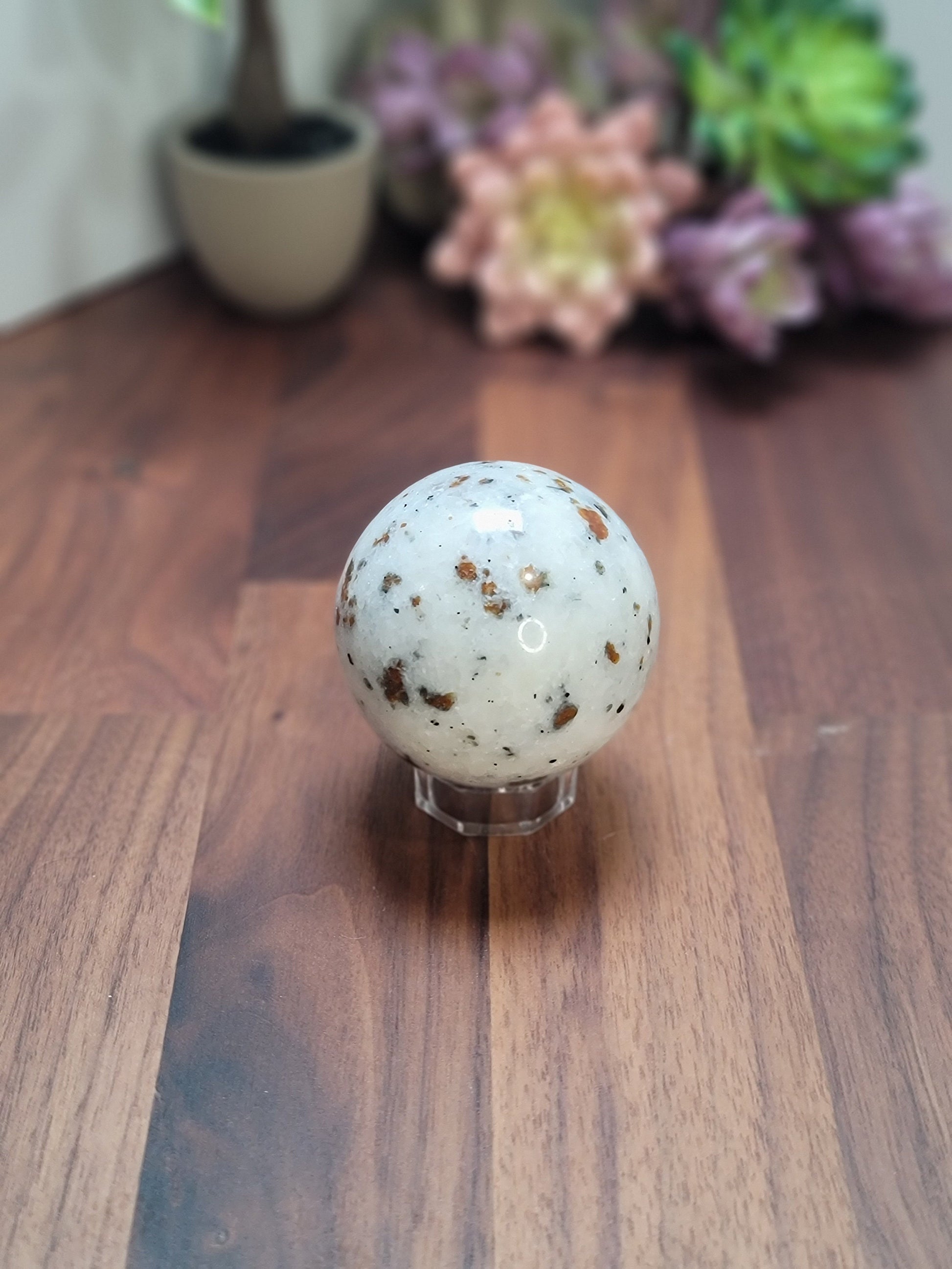 Spessartine Garnet Crystal Sphere | 60 MM | White and Brown | Only 1 Available