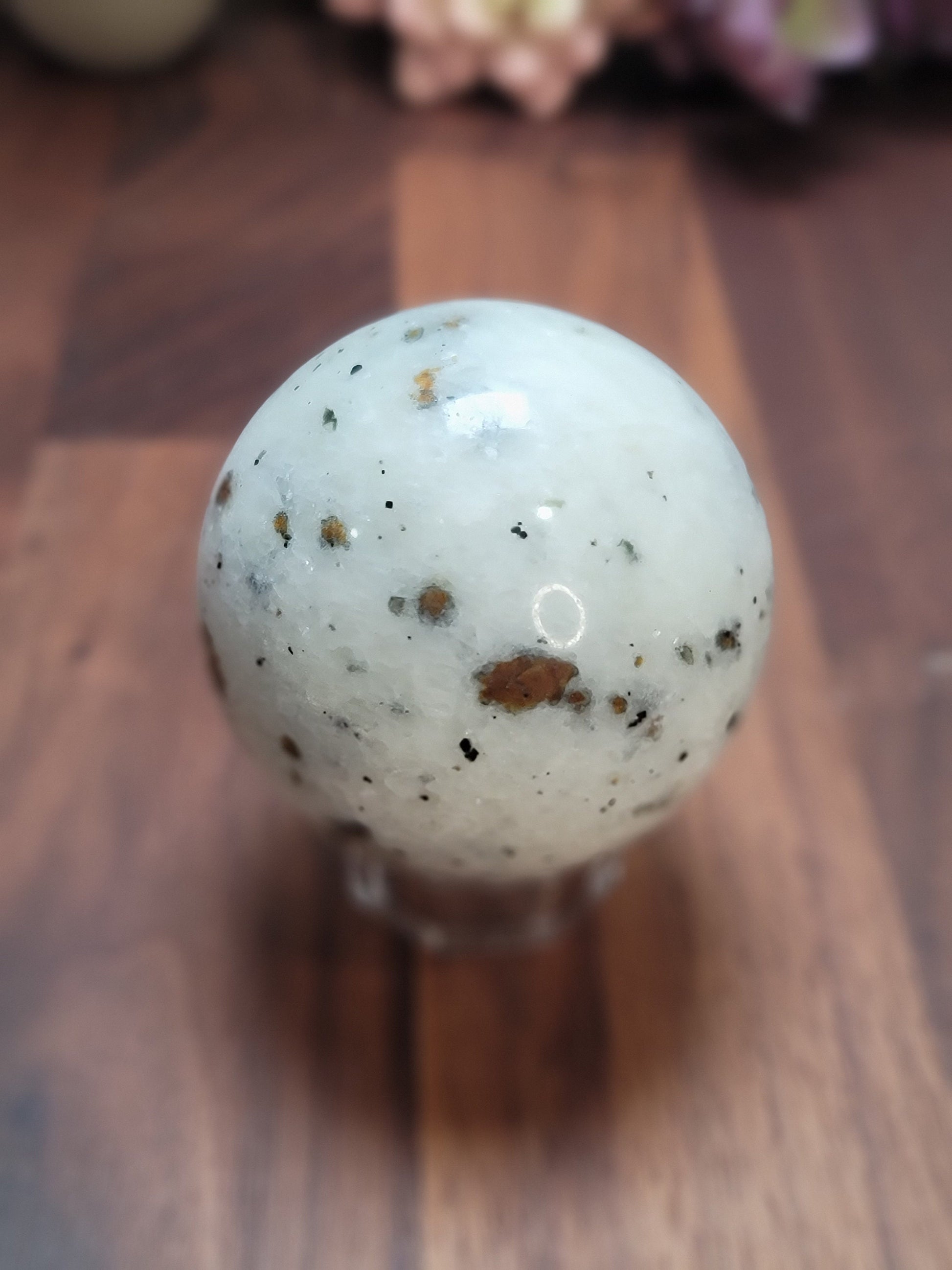 Spessartine Garnet Crystal Sphere | 60 MM | White and Brown | Only 1 Available