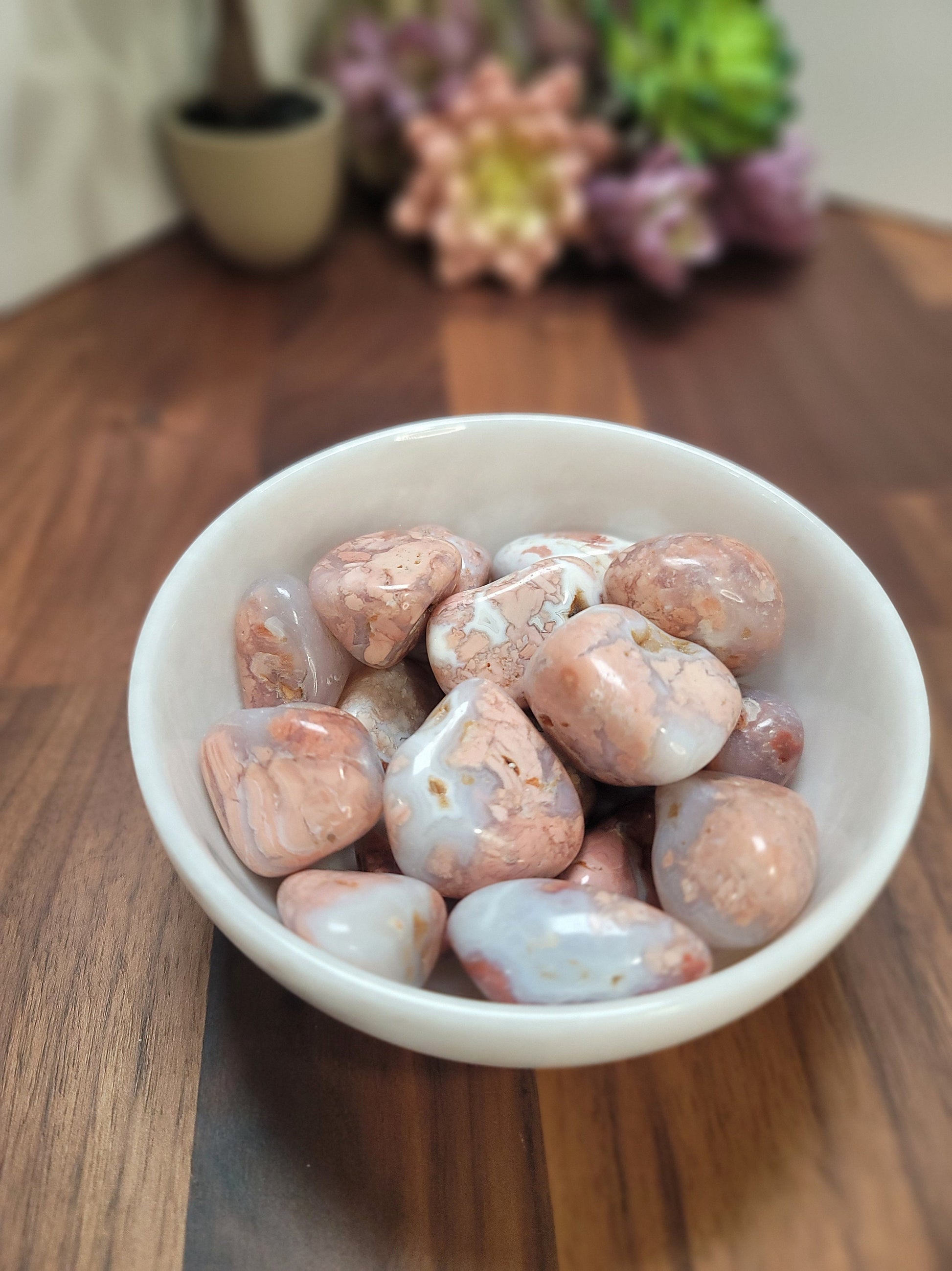 Pink Flower Agate Tumble | Medium | Cotton Candy Agate | Intuitively Chosen